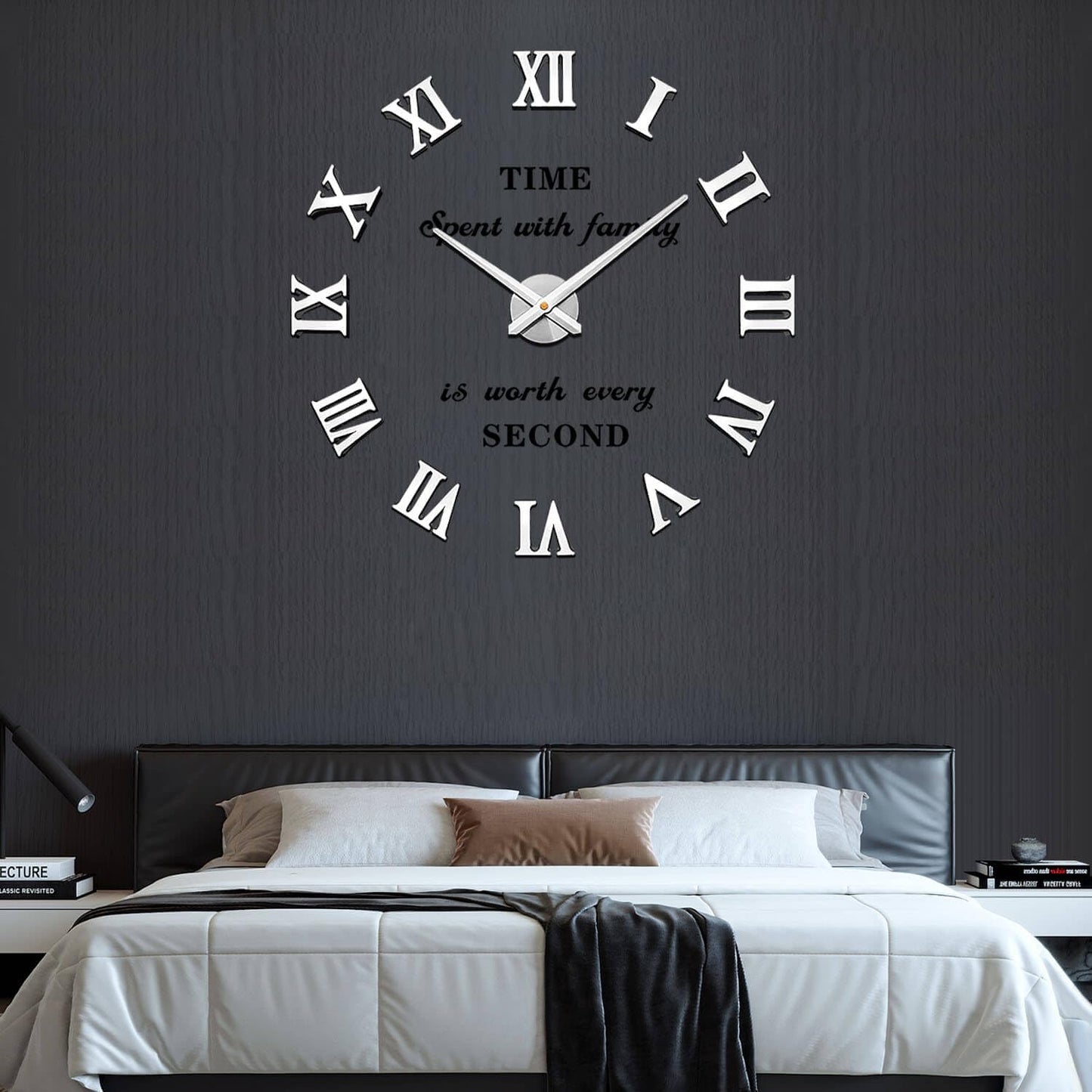 Wall Clock 26"~39",Super Long Warranty 90 Days, Free Replacement Quality Problems;Noble Stylish Oversized Numeral Modern Home for Living Room,Kitchen,Farmhouse,Fireplace(Mirror Silver)