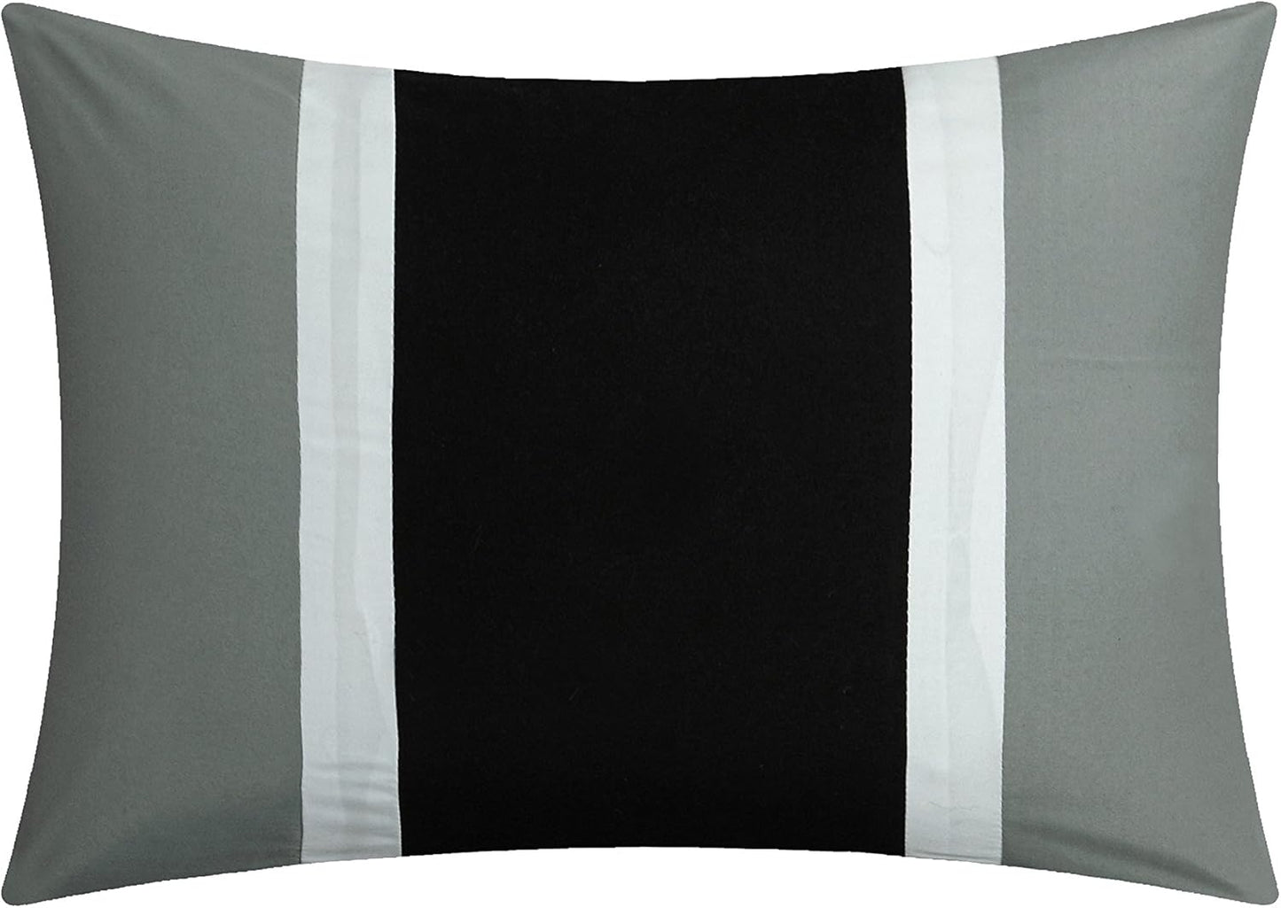 Clayton 10 Piece Comforter Set Pintuck Pieced Block Embroidery Bed in a Bag with Sheet Set, King Black Grey