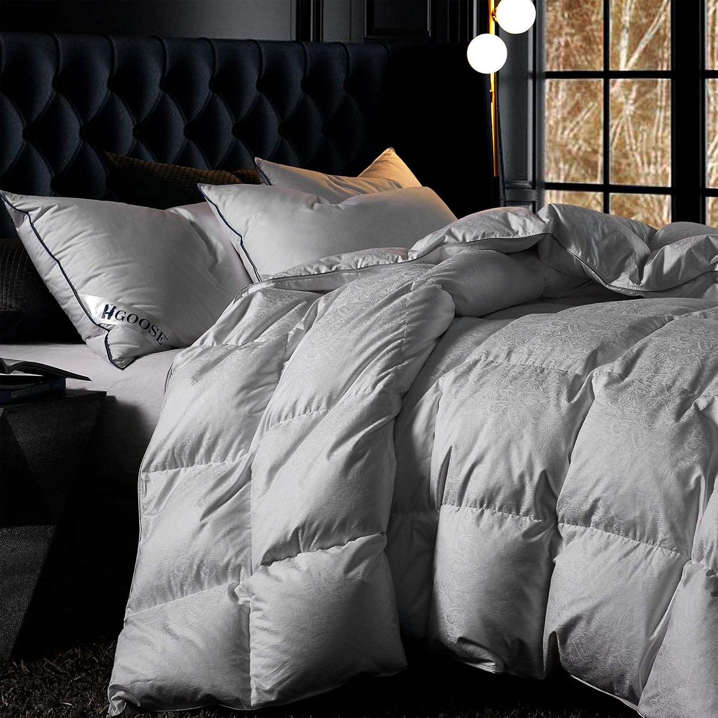 HGOOSE - Jacquard 90% Hungarian Goose down Comforter - Oversized King
