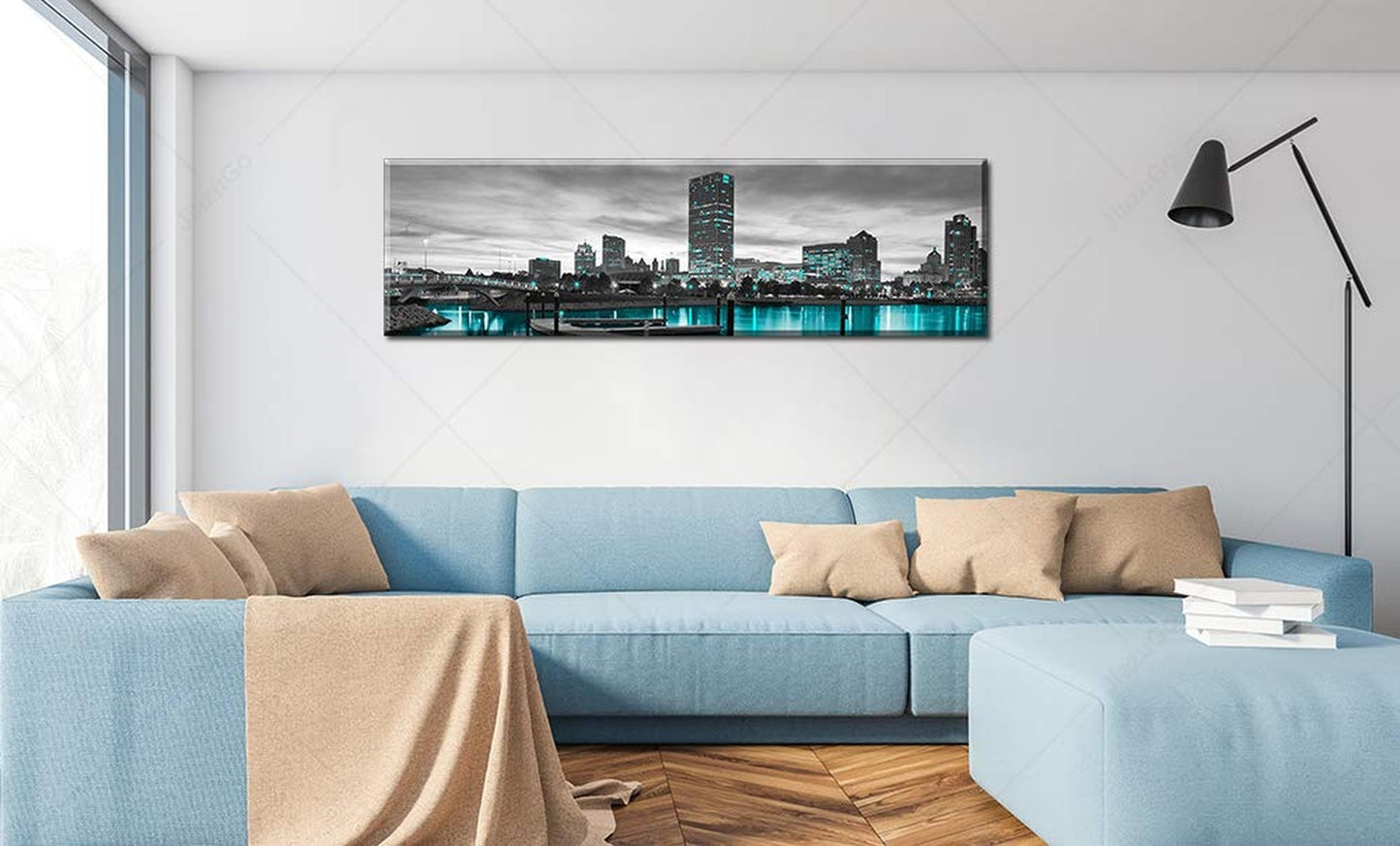 Milwaukee Cityscape Skyline Canvas Wall Art for Living Room Black and White W...