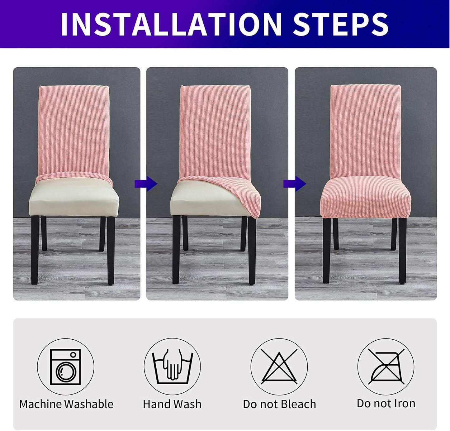 Stretch Chair Covers for Dining Room Set of 4, Removable Washable Dining Room Chair Covers, Dining Chair Slipcovers Seat Protector, Great for Home Decor and Banquet (Dusty Pink, 4 Pack)