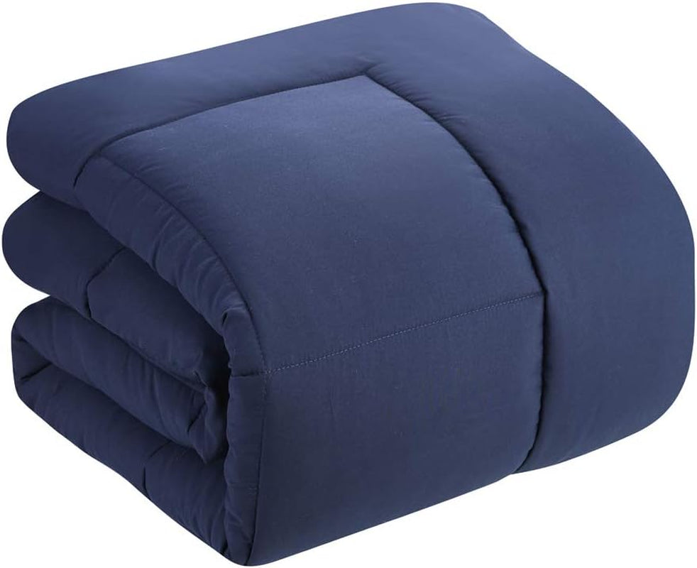 down Alternative Comforter All Season Warmth Luxurious Plush Loft Microfiber Fill Duvet Insert Bedding, King, Navy