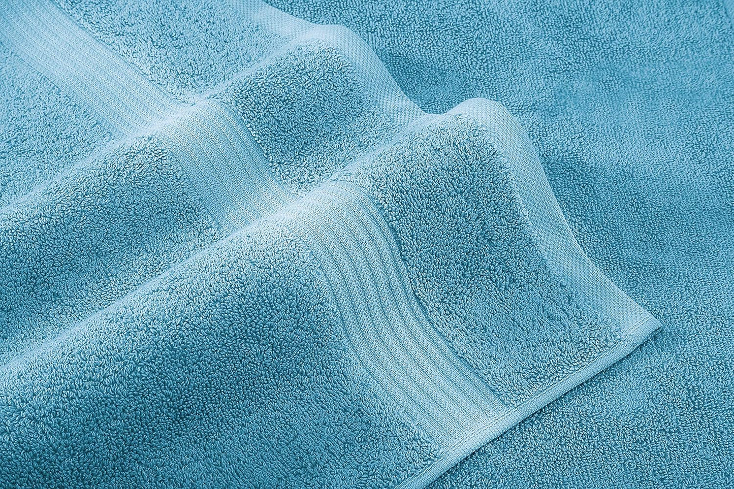 , 6 Piece Towel Set for Bathroom, 100% Cotton Turkish Bathroom Towels, 2 Bath Towels 2 Hand Towels 2 Washcloths, Sky Blue