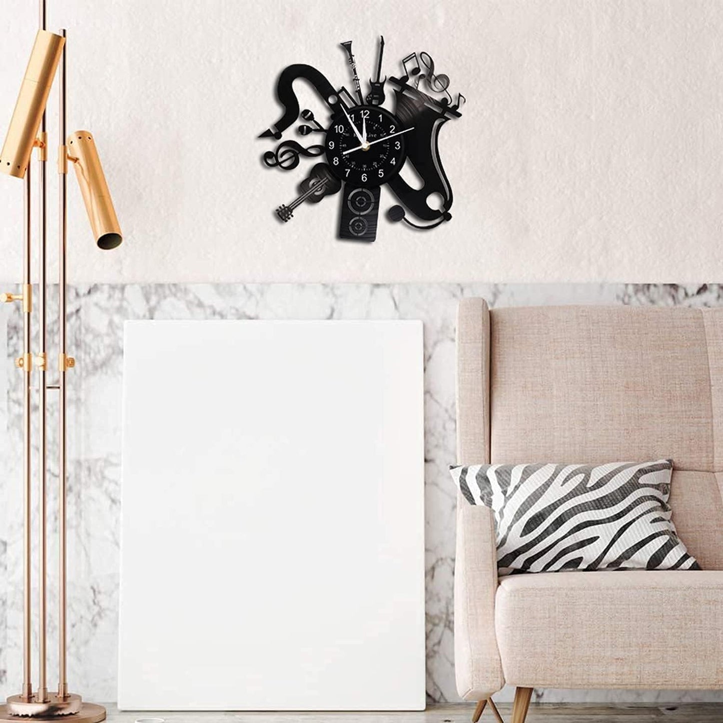 Music Vinyl Record Wall Clock, Music Room Decoration, Music Theme Wall Clock. (Music B)