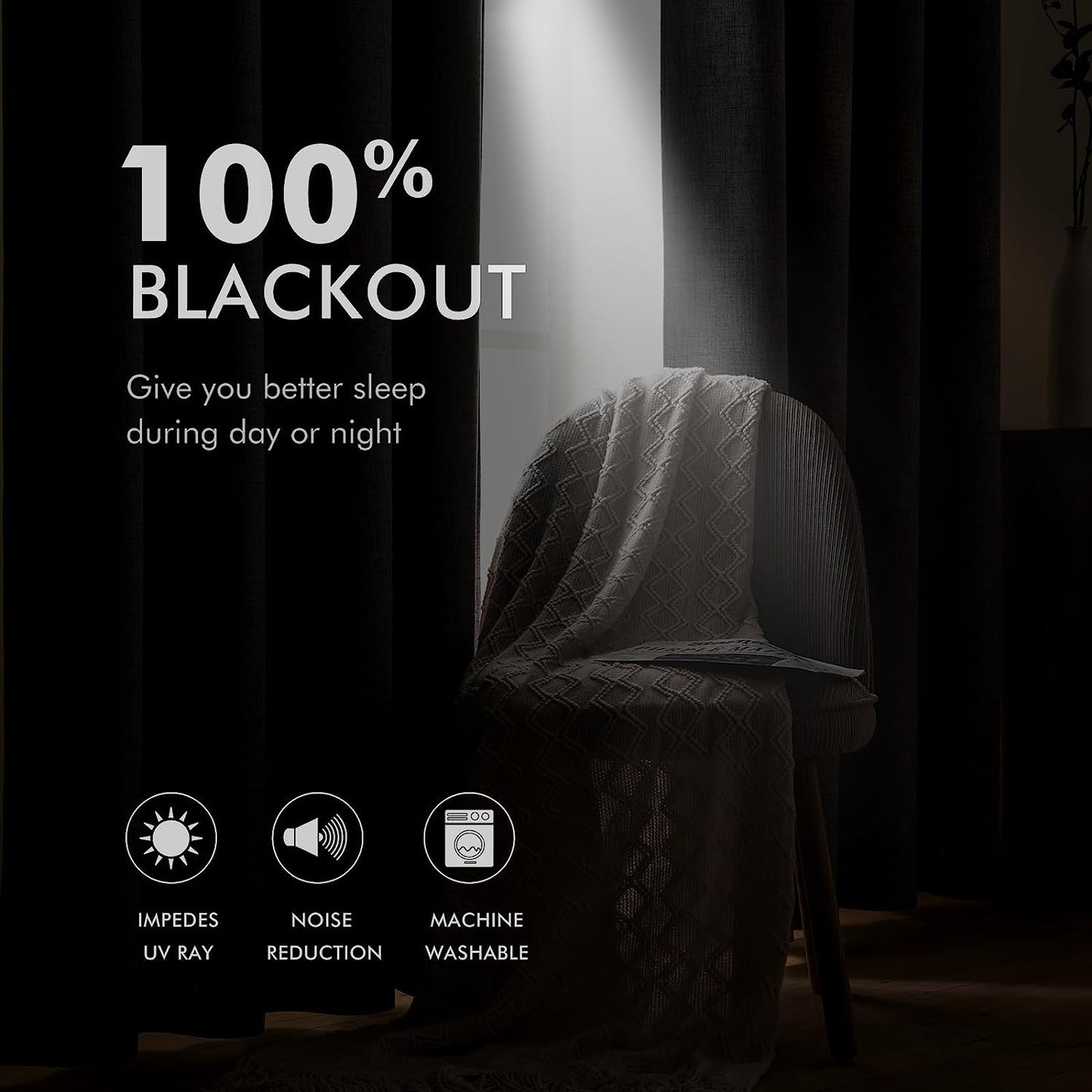 Linen Texture 90 Inches Curtains for Bedroom 100% Blackout Thermal Insulated Seafoam Green Curtains Grommet Room Darkening Drapes for Living Room Nursery 52X90 Inch (2 Panels)