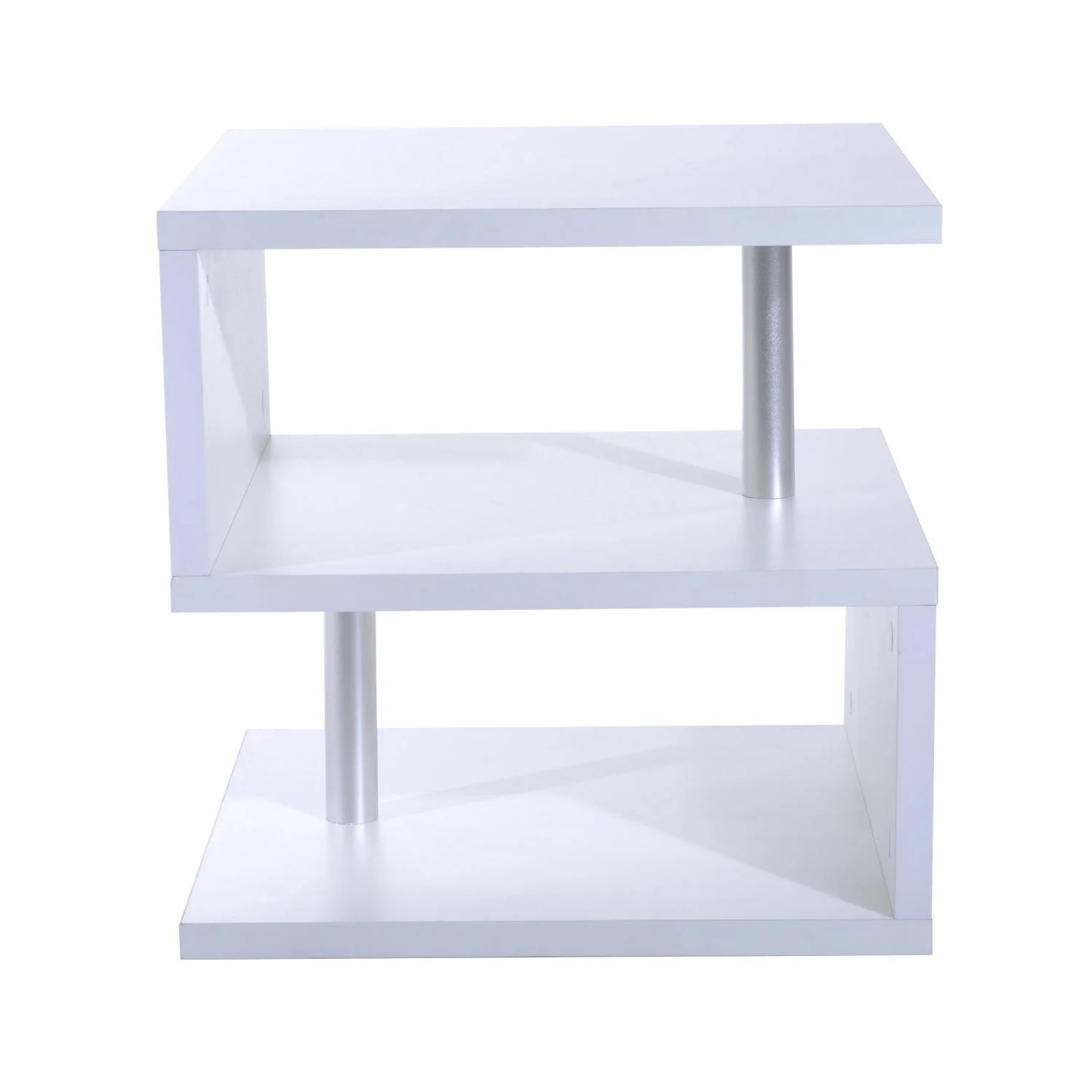 20" Modern Designer S-Shaped Multi Level Accent End Table Shelf - White