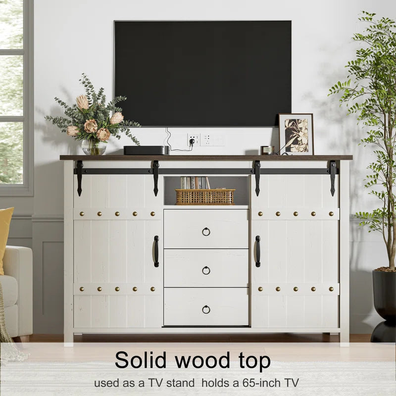 Wynny Farmhouse Wood Dresser with 3 Drawer and 2 Barn Door