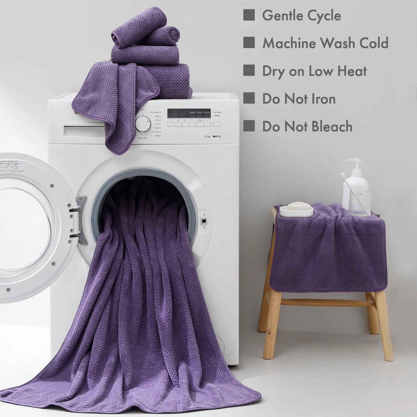 4 Pack Towel Set Oversized Bath Sheet Towels 600 GSM Ultra Soft Dark Purple Bath Towels