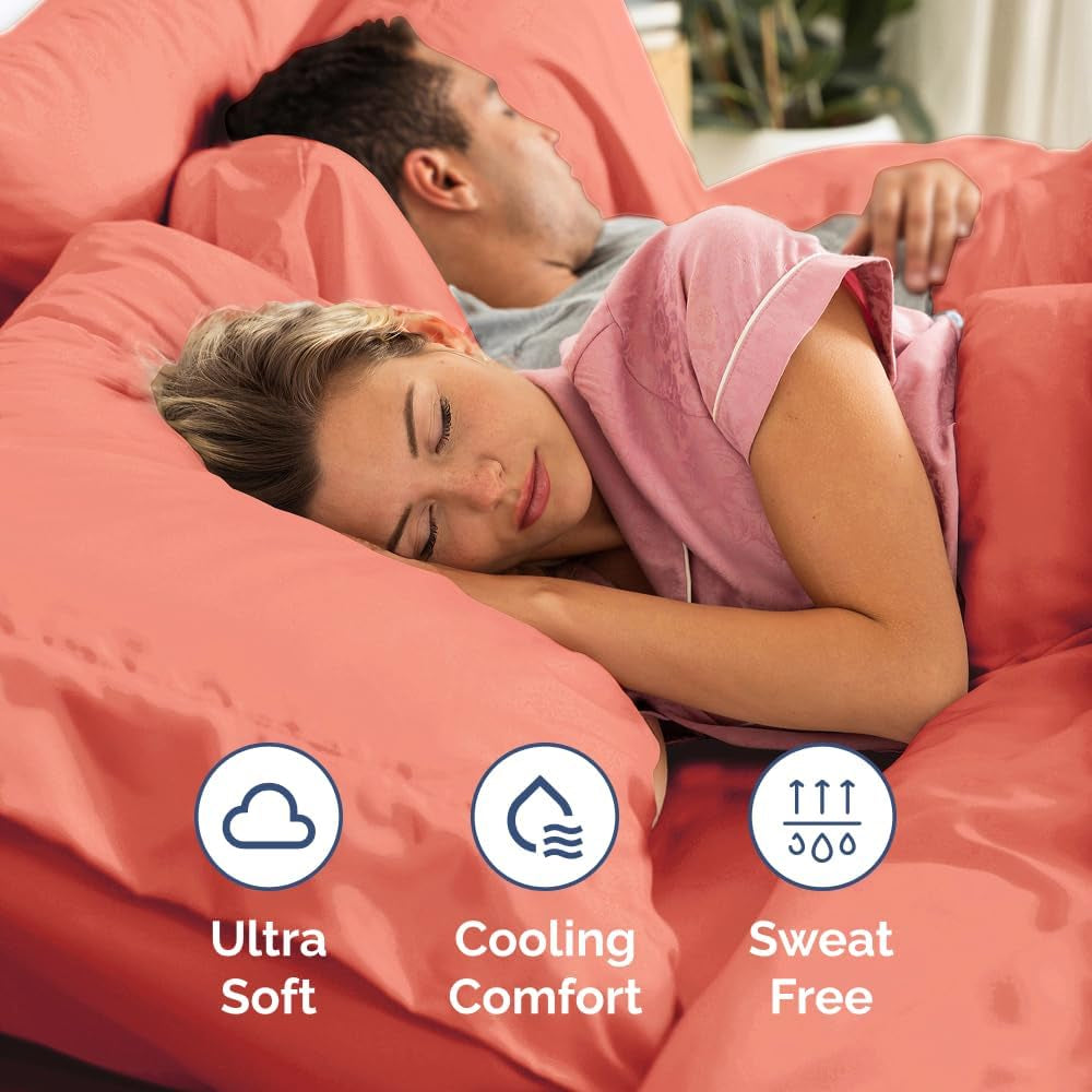 Extra Deep Pocket Twin Sheets - 3 Piece Breathable & Cooling Bed Sheets - Hotel Luxury Bed Sheet Set - Soft, Wrinkle Free & Comfy - Easily Fits Extra Deep Mattresses - Deep Pocket Coral Sheets Set