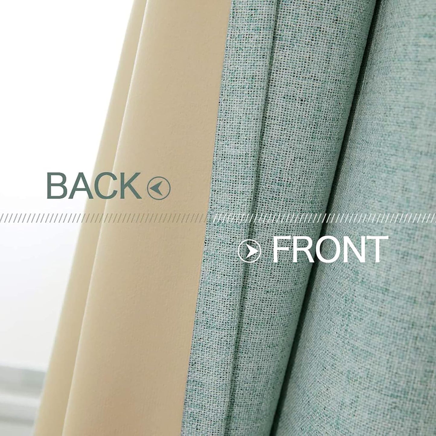 Linen Texture 90 Inches Curtains for Bedroom 100% Blackout Thermal Insulated Seafoam Green Curtains Grommet Room Darkening Drapes for Living Room Nursery 52X90 Inch (2 Panels)