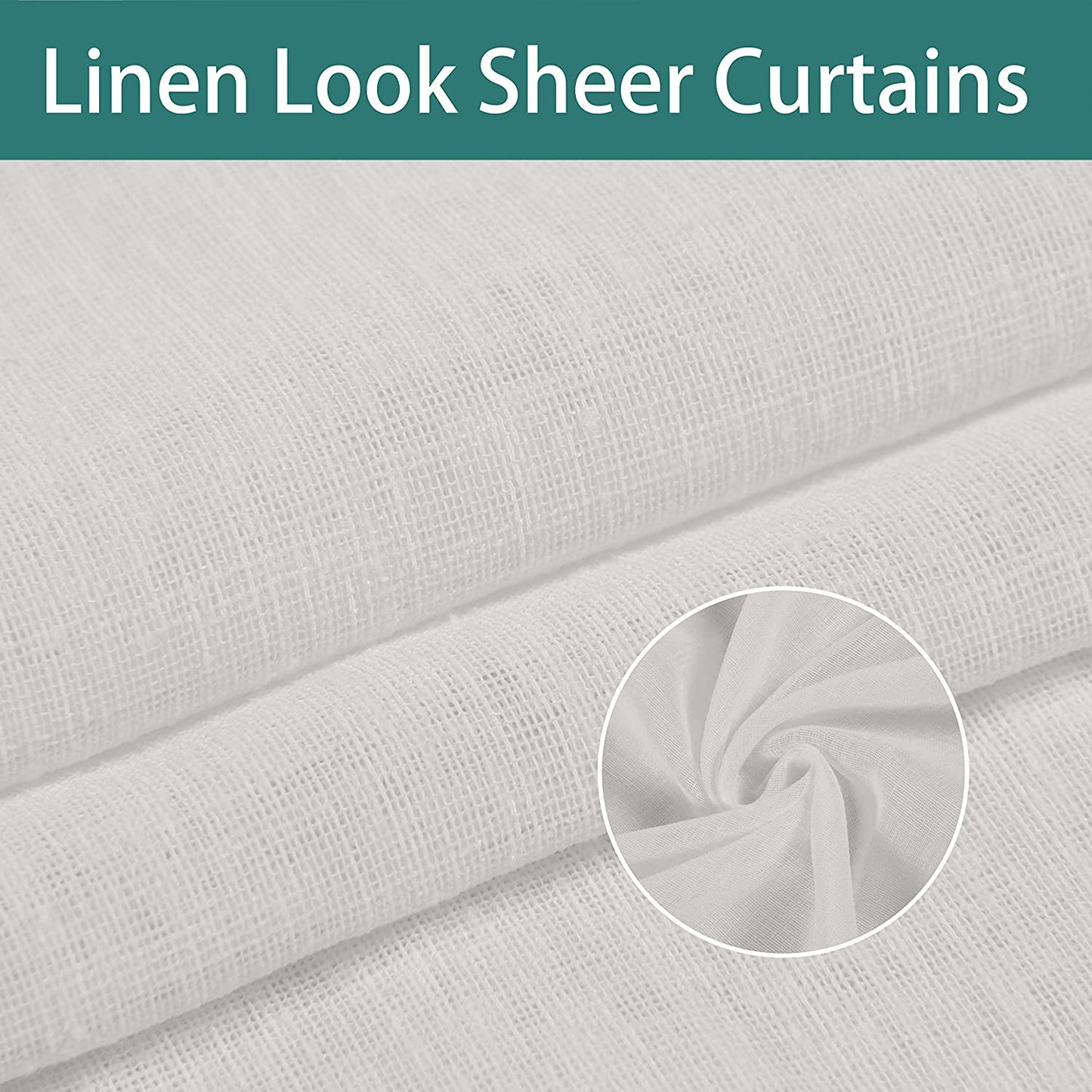 Burlap Linen Look Outdoor Curtains for Patio - 2 Panels Waterproof Sheer Curtains for Pergola, Porch, Cabana and Gazebo Grommet Indoor/Outdoor Voile Sheer Drapes (52 X 120 Inch, Ivory)