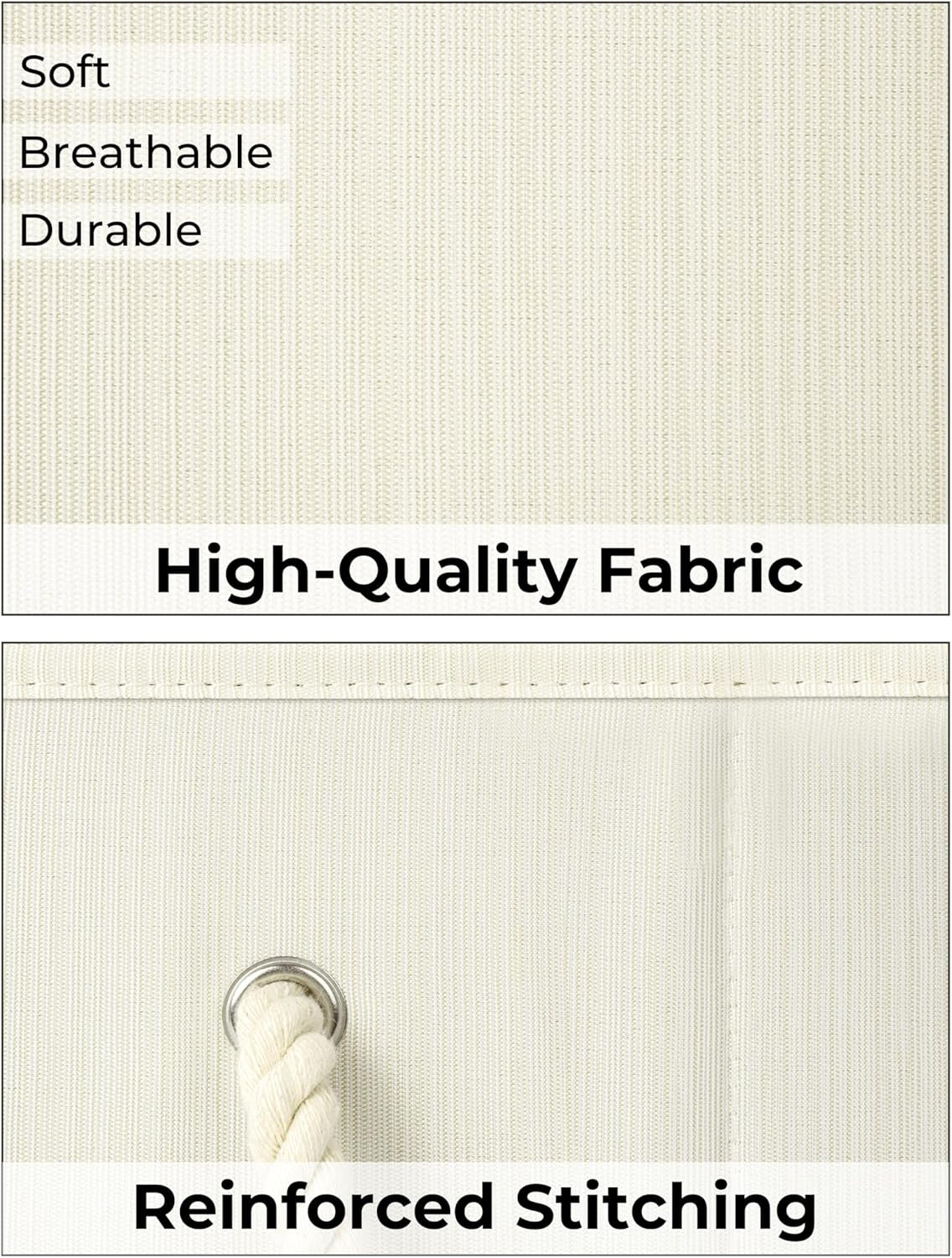 Storage Baskets for Shelves, Foldable Fabric Closet Storage Bins with Handles, Fabric Storage Bins Clothes Organizer, Beige, White & Ivory, 3-Pack, Large