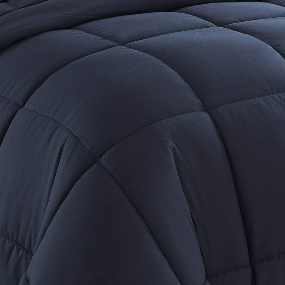 down Alternative Comforter All Season Warmth Luxurious Plush Loft Microfiber Fill Duvet Insert Bedding, King, Navy