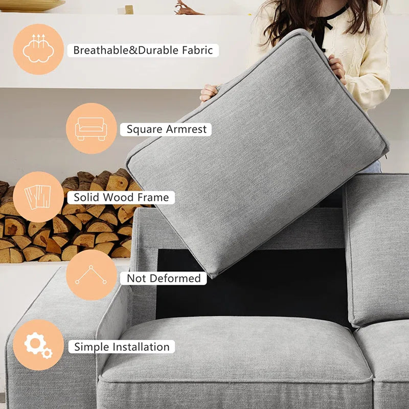 88.58" Luxury Modern Upholstered Sofa for Living Room, Couches with Solid Wood Frame