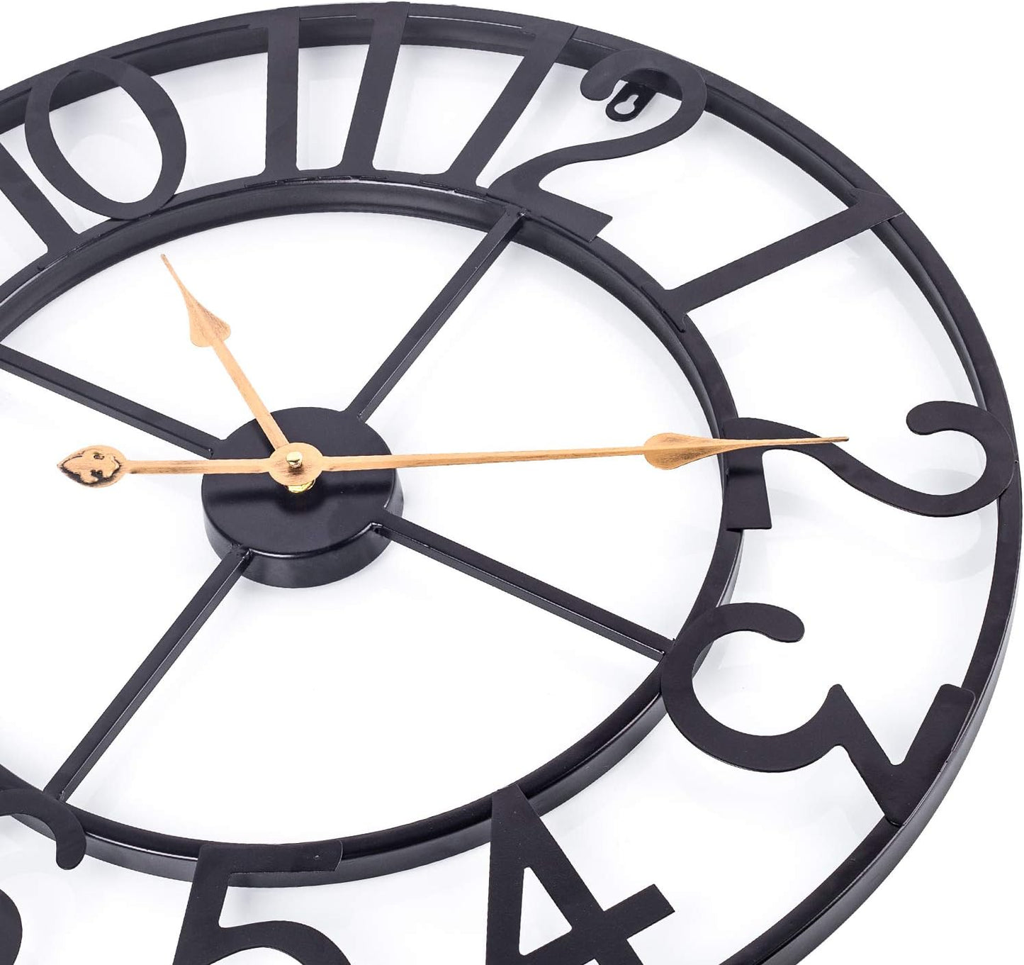 18 Inch Metal Wall Clock, Modem European Arabic Wall Clock Battery Operated, Silent Non Ticking Indoor Outdoor Home Decor Clock for Living Room, Patio