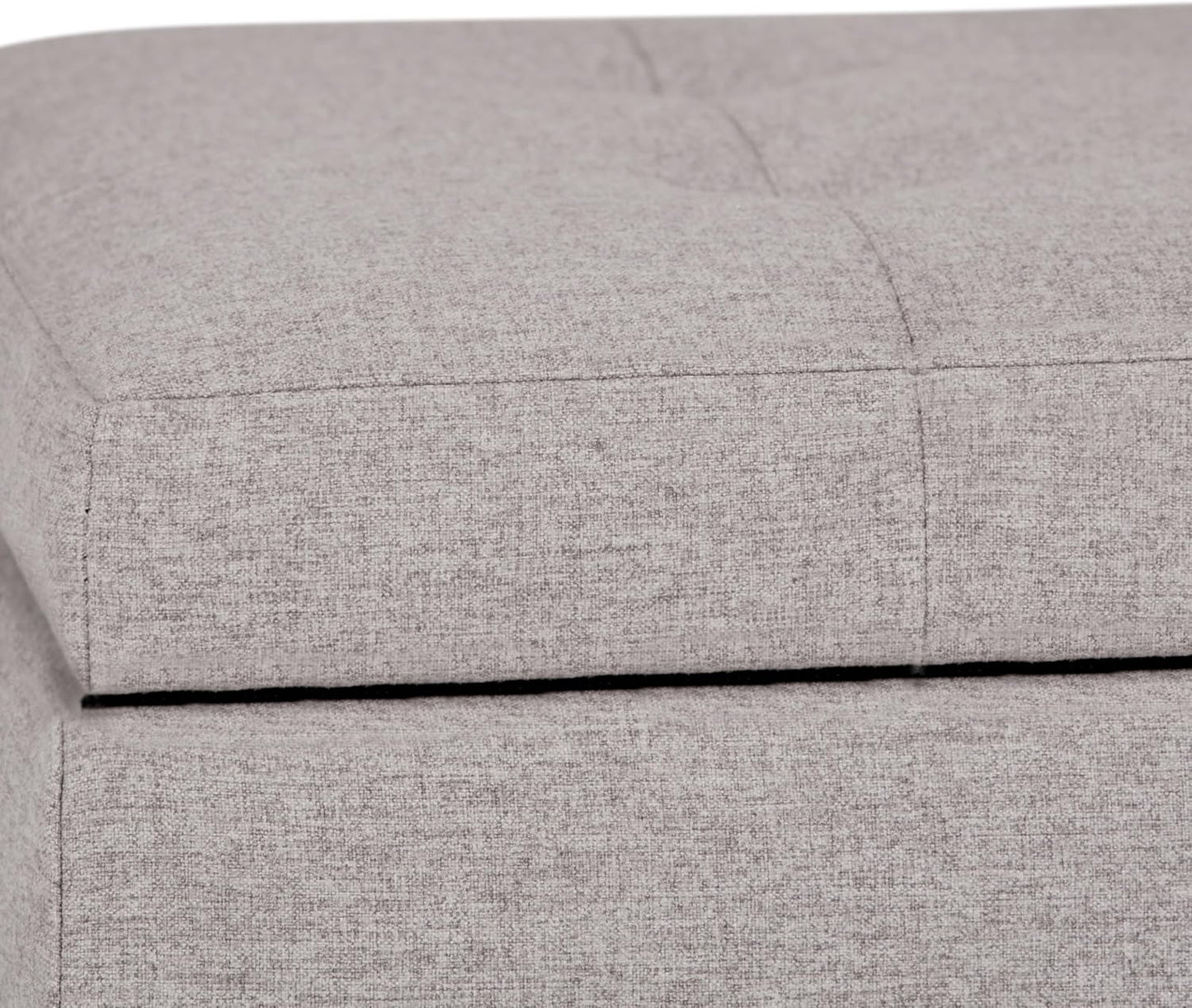 Cosmopolitan 34 Inch Wide Transitional Rectangle Storage Ottoman in Cloud Grey Linen Look Fabric, Assembled, for the Living Room, Entryway and Family Room
