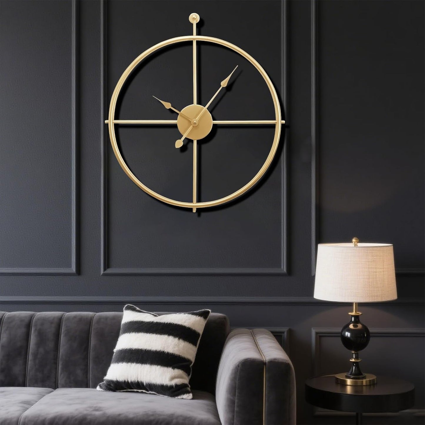 Large Wall Clock 20 Inch Gold Wall Clock Modern Metal Clock Gold Wall Clocks for Living Room Decor Minimalism Clocks Farmhouse Clock, Non Ticking Battery Operated for Bedroom Kitchen Office Home