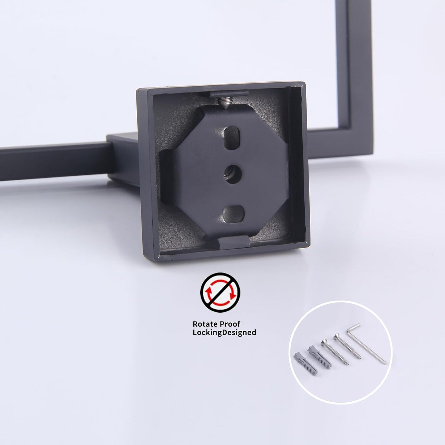 Modern Black Towel Holder SUS304 Stainless Steel Towel Hanger Towel Ring for Bathroom Lavatory Wall Mount Contemporary Style JG1906-BK