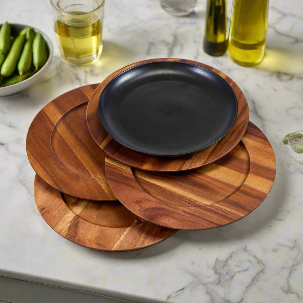 Handcrafted Acacia Wood Individual Salad Bowls
