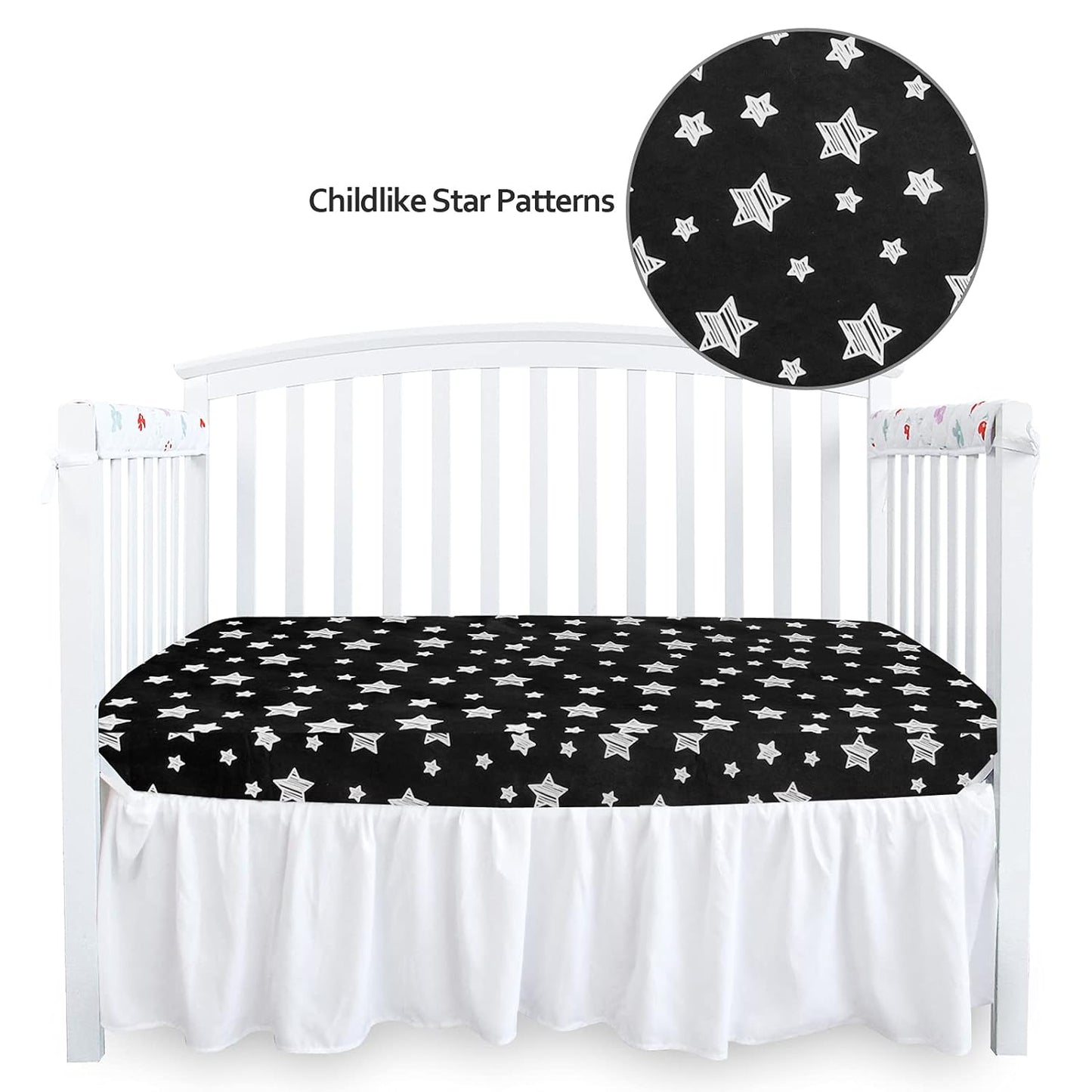 Black Star Baby Crib Sheet - Silky Soft Microfiber, 52'' X 28'' Fitted Sheet for Standard Size Crib Mattress, Snug Fit for Boys & Girls