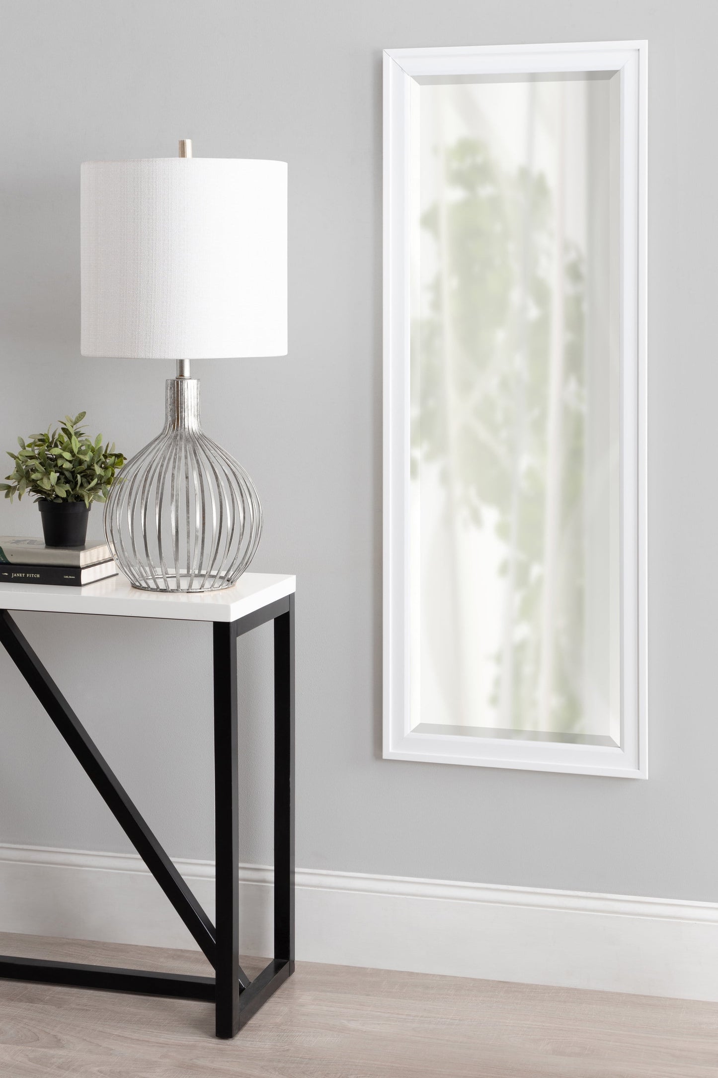 Bosc Modern Framed Rectangular Wall Mirror, 19.5 X 51.5, White, Decorative Tall Mirror with Rectangular Shape and Vibrant Beveled Edge for Wall Decor