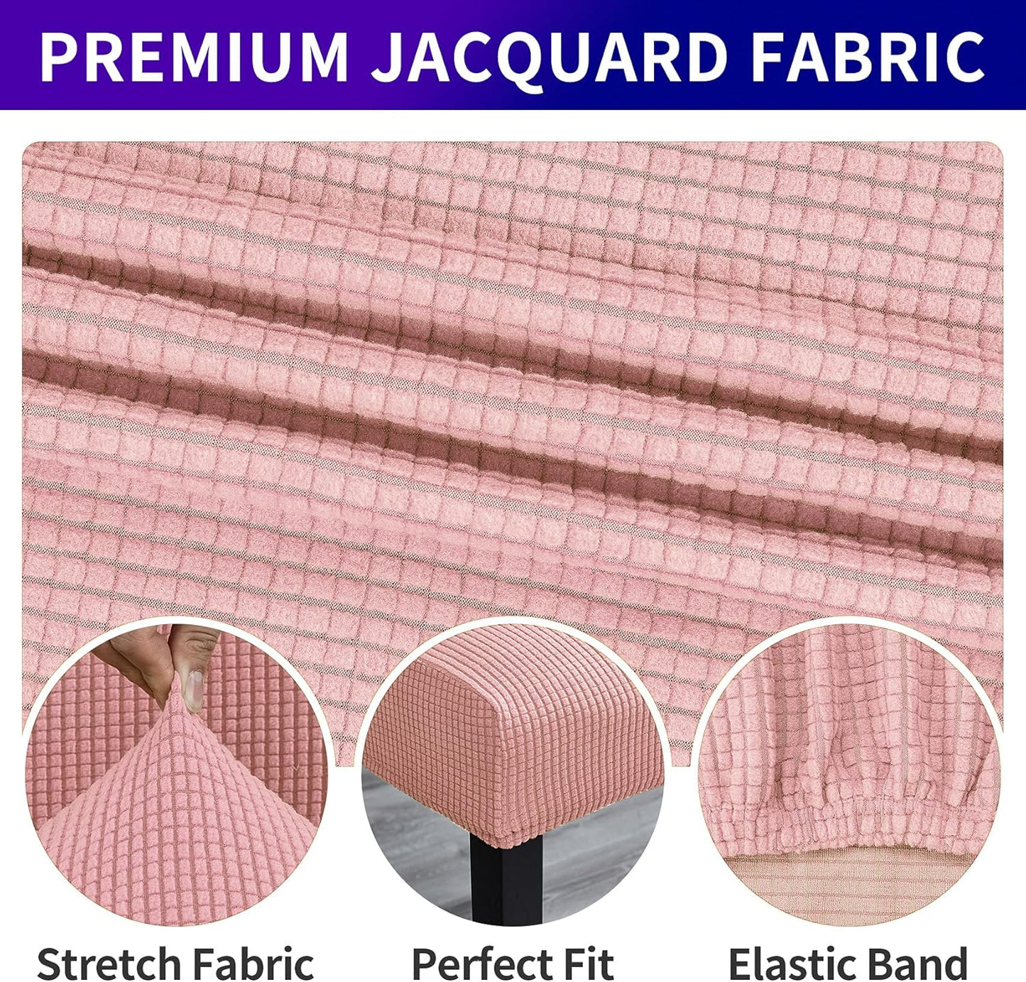 Stretch Chair Covers for Dining Room Set of 4, Removable Washable Dining Room Chair Covers, Dining Chair Slipcovers Seat Protector, Great for Home Decor and Banquet (Dusty Pink, 4 Pack)