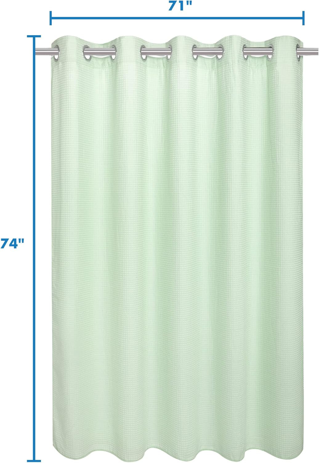 Hotel Grade No Hooks Needed Shower Curtain with Snap in Liner,Water Repellent, Machine Washable (Green Light, 71"X74"(W/Liner))