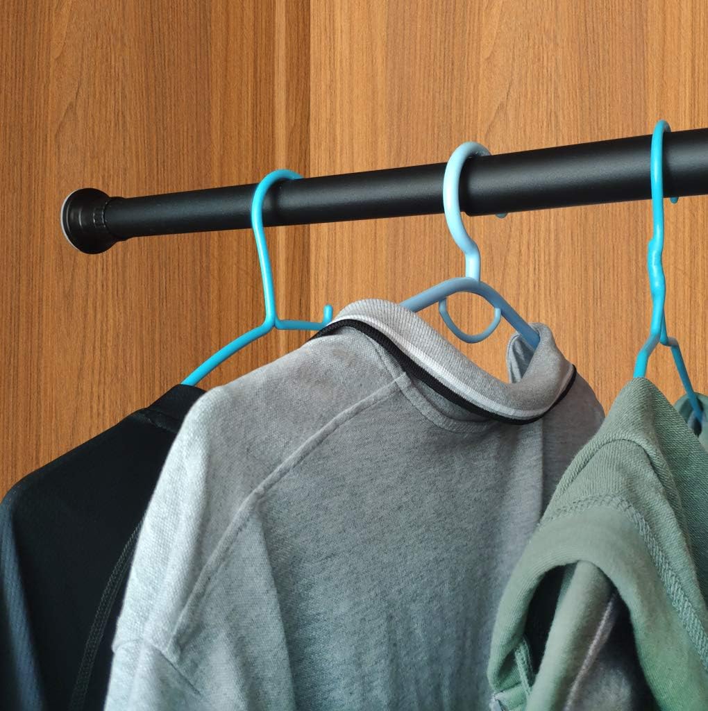 Room Divider Tension Curtain Rod, 43-83 Inch Tension Shower Curtain Rods, Curtain Rods No Drilling for Window,Adjustable Bathroom Stall Tension Pole-Black