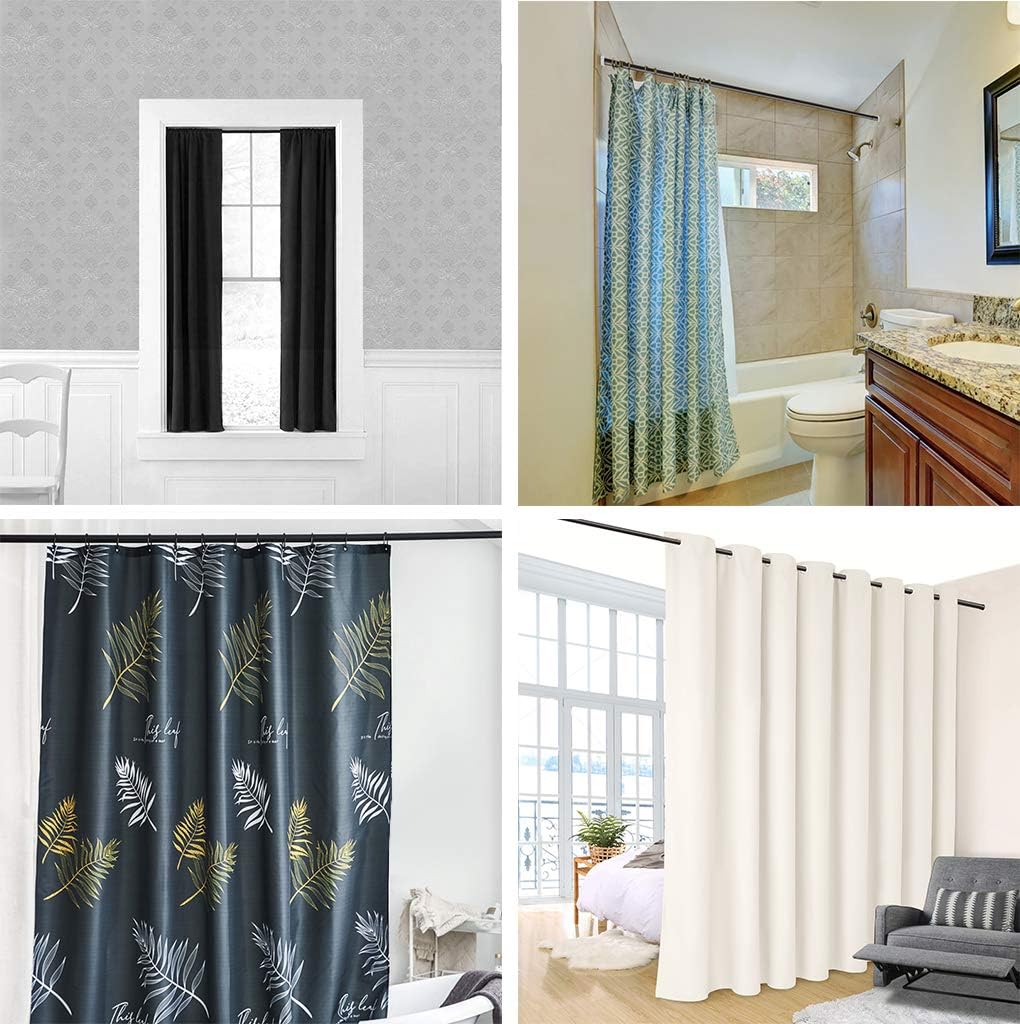 Room Divider Tension Curtain Rod, 43-83 Inch Tension Shower Curtain Rods, Curtain Rods No Drilling for Window,Adjustable Bathroom Stall Tension Pole-Black