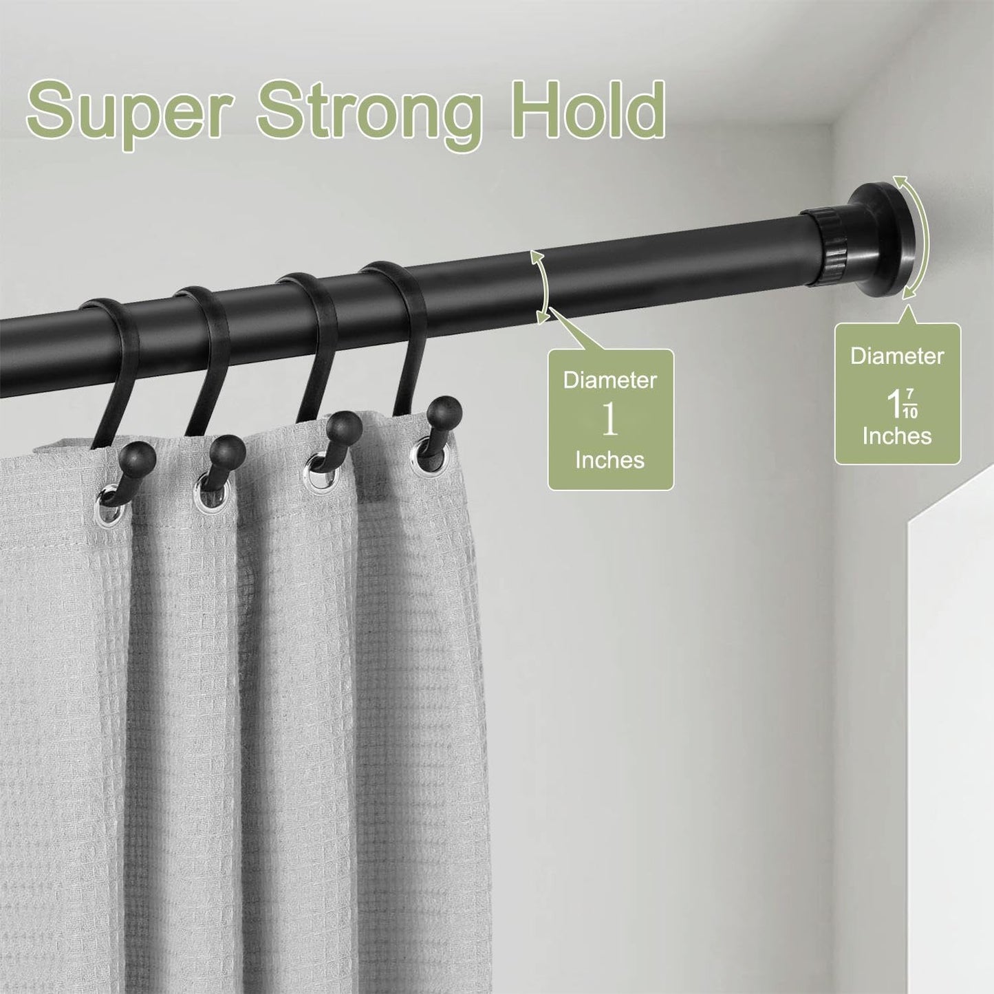 Room Divider Tension Curtain Rod, 43-83 Inch Tension Shower Curtain Rods, Curtain Rods No Drilling for Window,Adjustable Bathroom Stall Tension Pole-Black