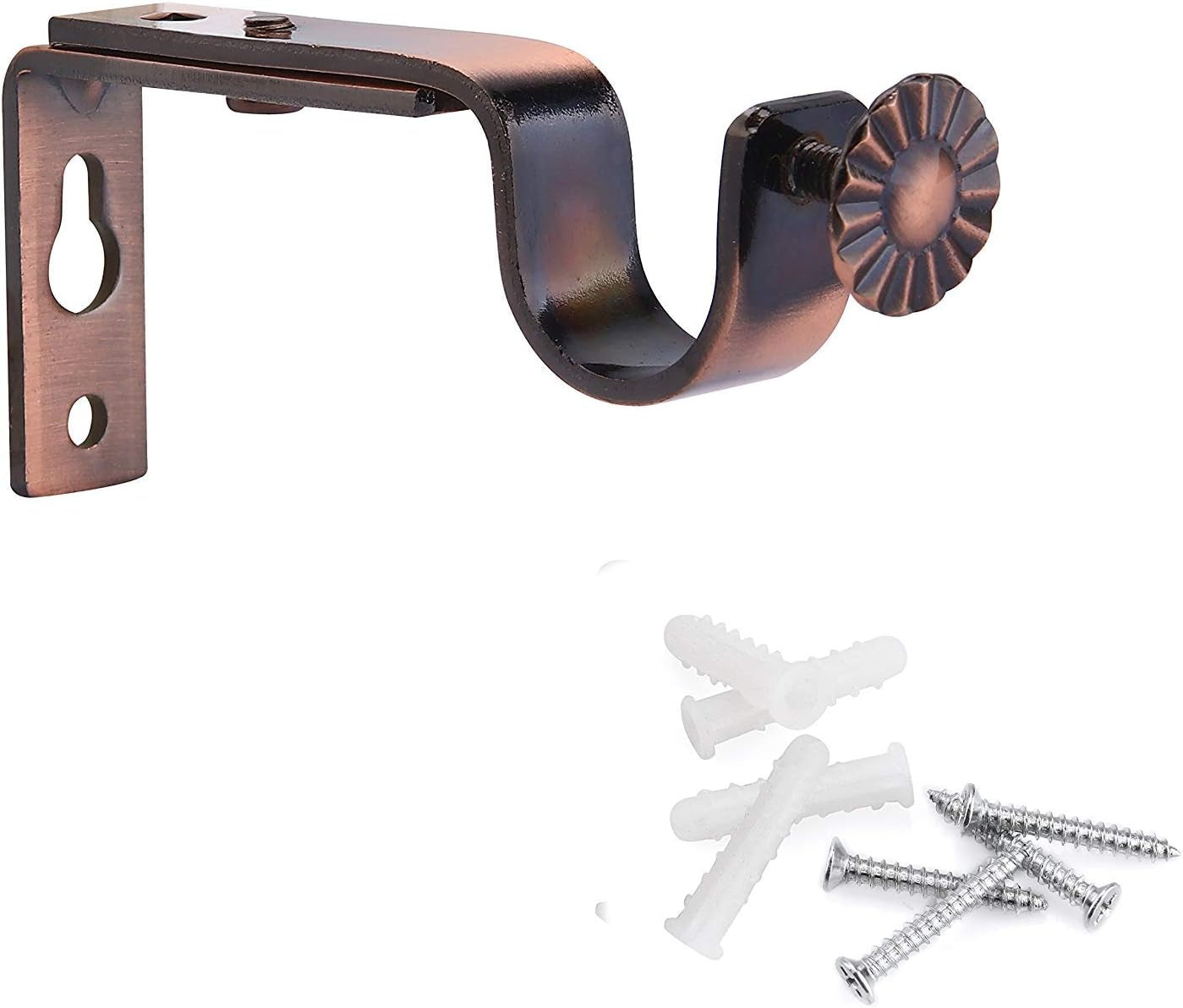 Adjustable Curtain Rod Wall Bracket, Set of 4, Red Bronze, Premium Steel Drapery Rod Bracket for Walls