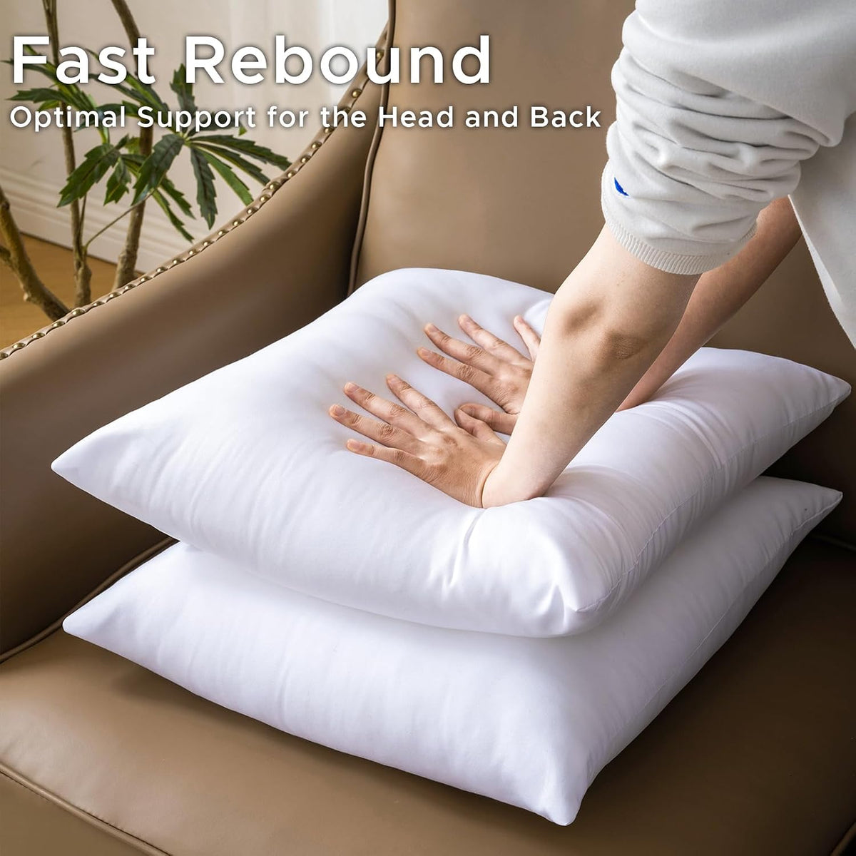20 X 20 Pillow Inserts Set of 4 - Premium Soft and Fluffy 20 Inch Large Sofa Decorative White Square Throw Pillow Inserts Stuffing for Living Room Couch and Bedroom Interior Cushions