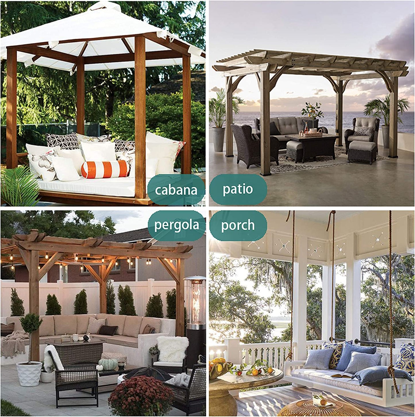Burlap Linen Look Outdoor Curtains for Patio - 2 Panels Waterproof Sheer Curtains for Pergola, Porch, Cabana and Gazebo Grommet Indoor/Outdoor Voile Sheer Drapes (52 X 120 Inch, Ivory)