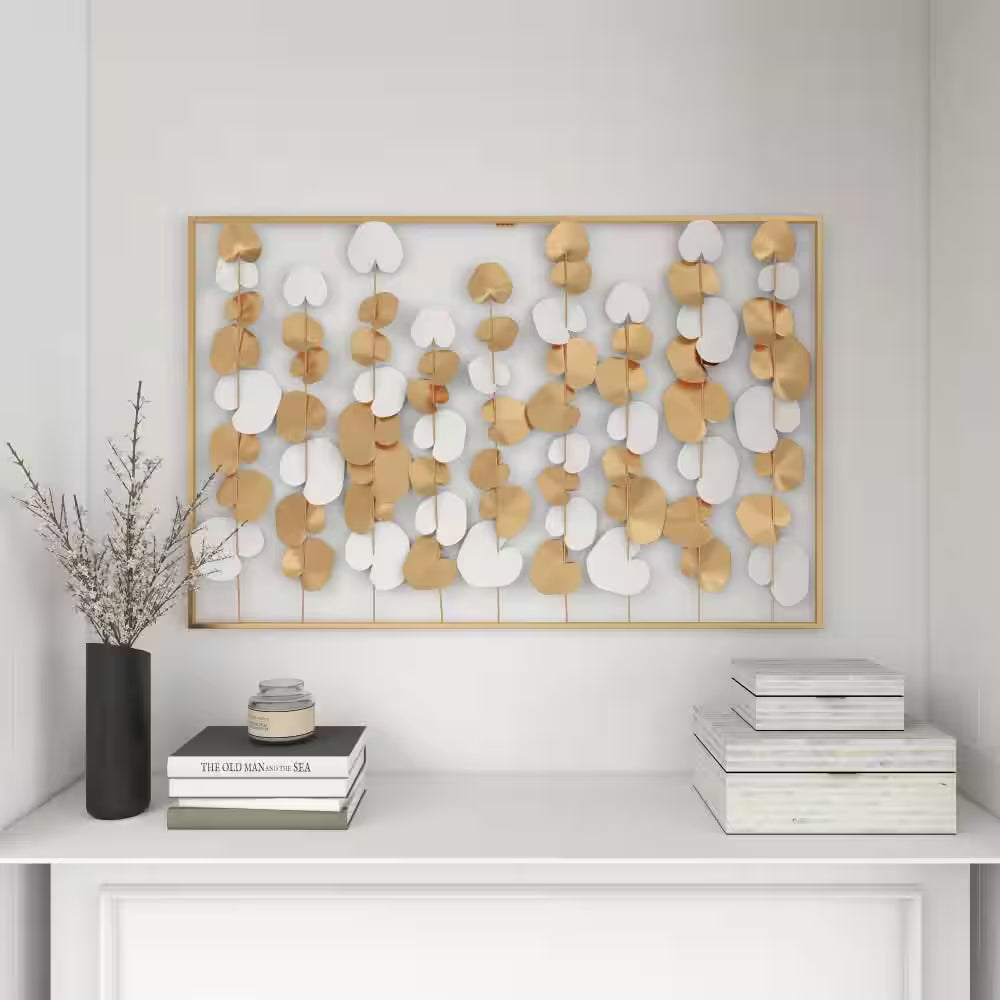 26 In. X 40 In. Gold Metal Modern Abstract Wall Decor