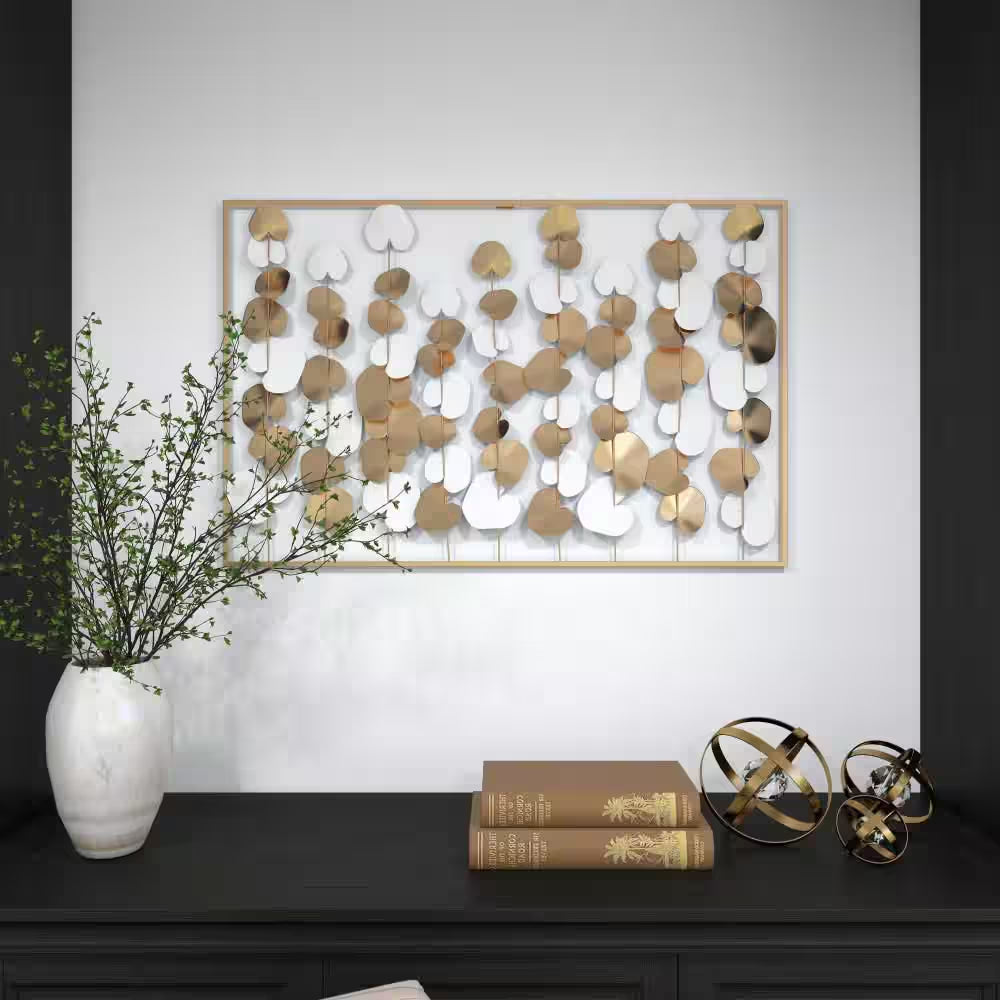 26 In. X 40 In. Gold Metal Modern Abstract Wall Decor