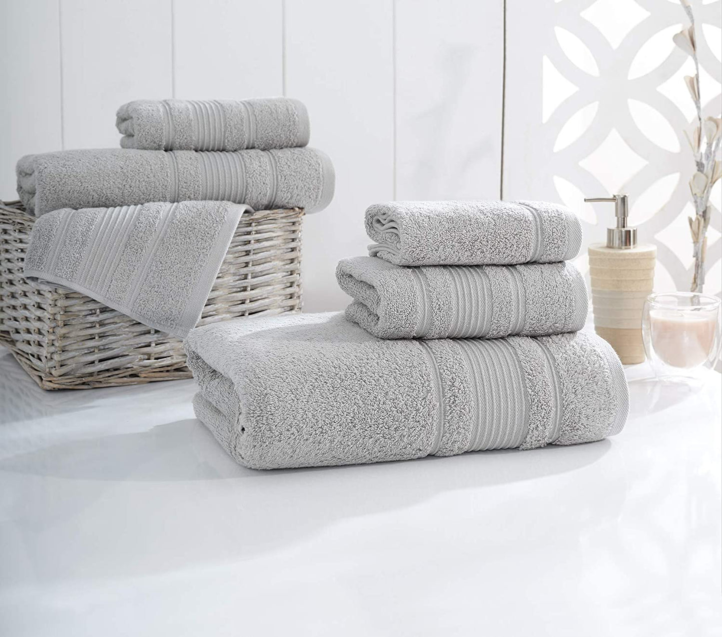 4-Piece Bath Towels Set, 100% Turkish Cotton Premium Quality Towels for Bathroom, Quick Dry Soft and Absorbent Turkish Towel, Set Includes 4 Bath Towels (Grey)