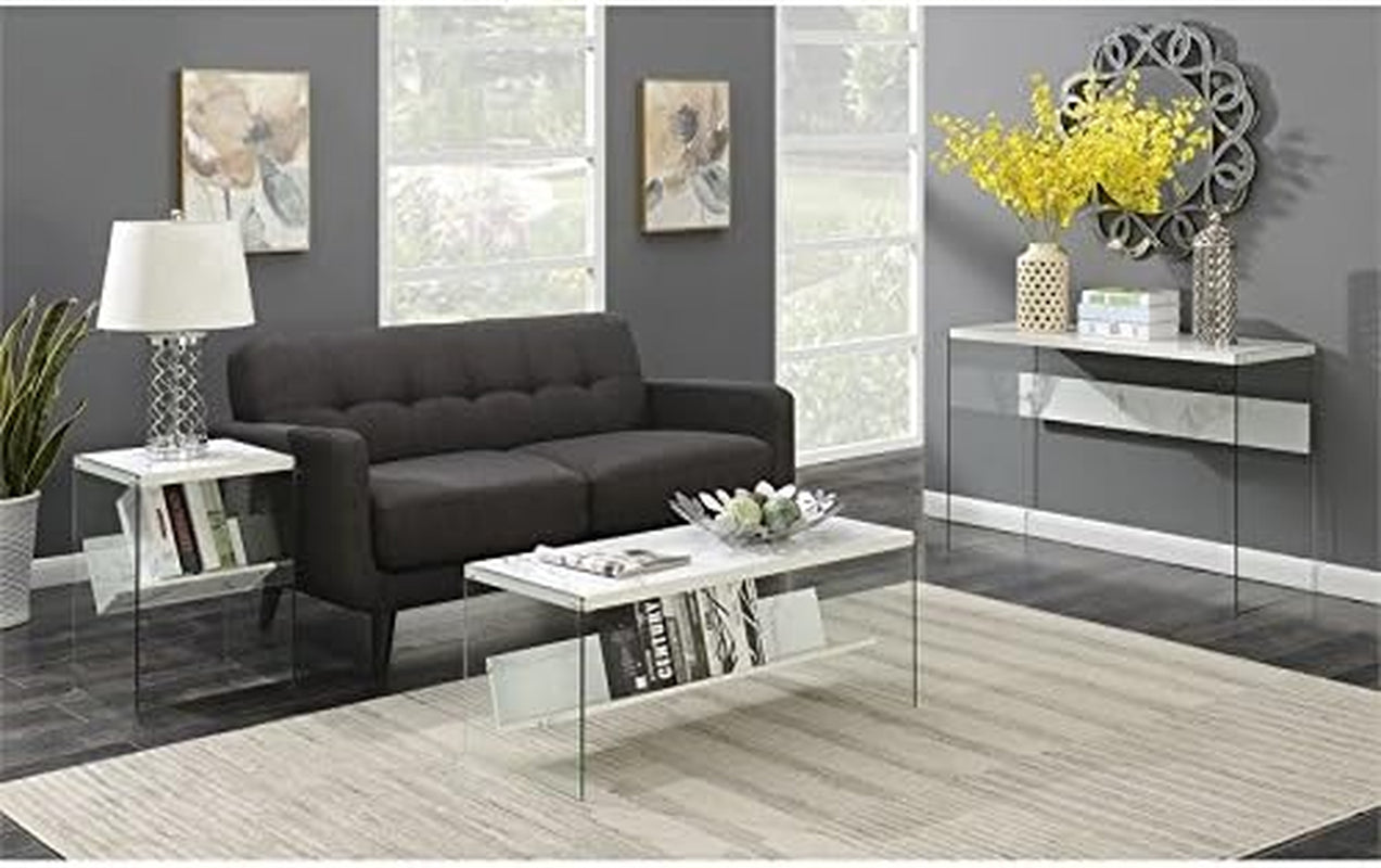 Soho End Table, Faux White Marble, 15.75 in X 16.5 in X 23.75 In
