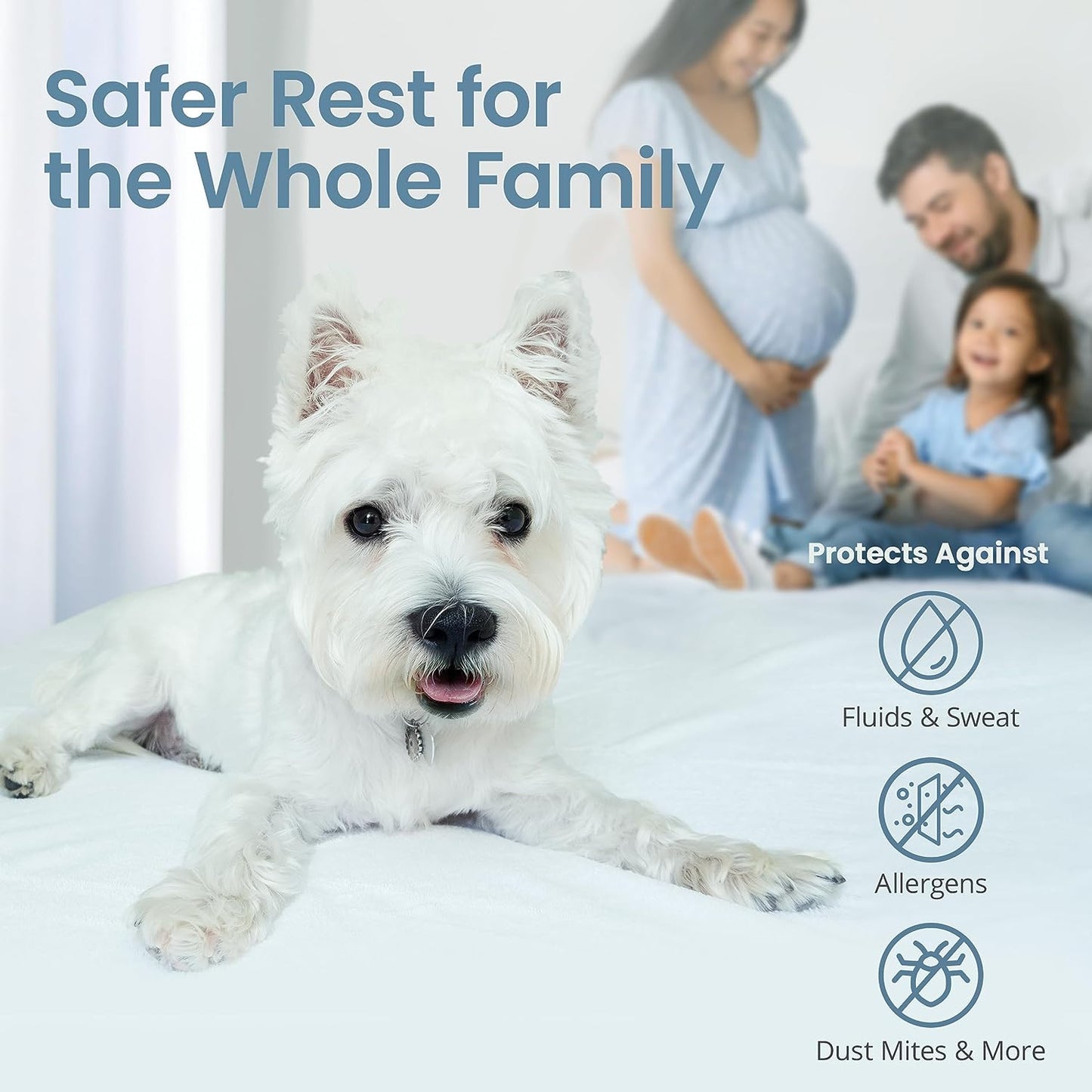 Waterproof Full Size Mattress Protector - Fitted with Stretchable Pockets - Machine Washable Cotton Mattress Cover for Bed