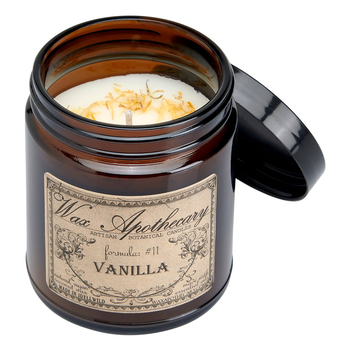 Botanical Candle in Amber Glass Jar - Vanilla