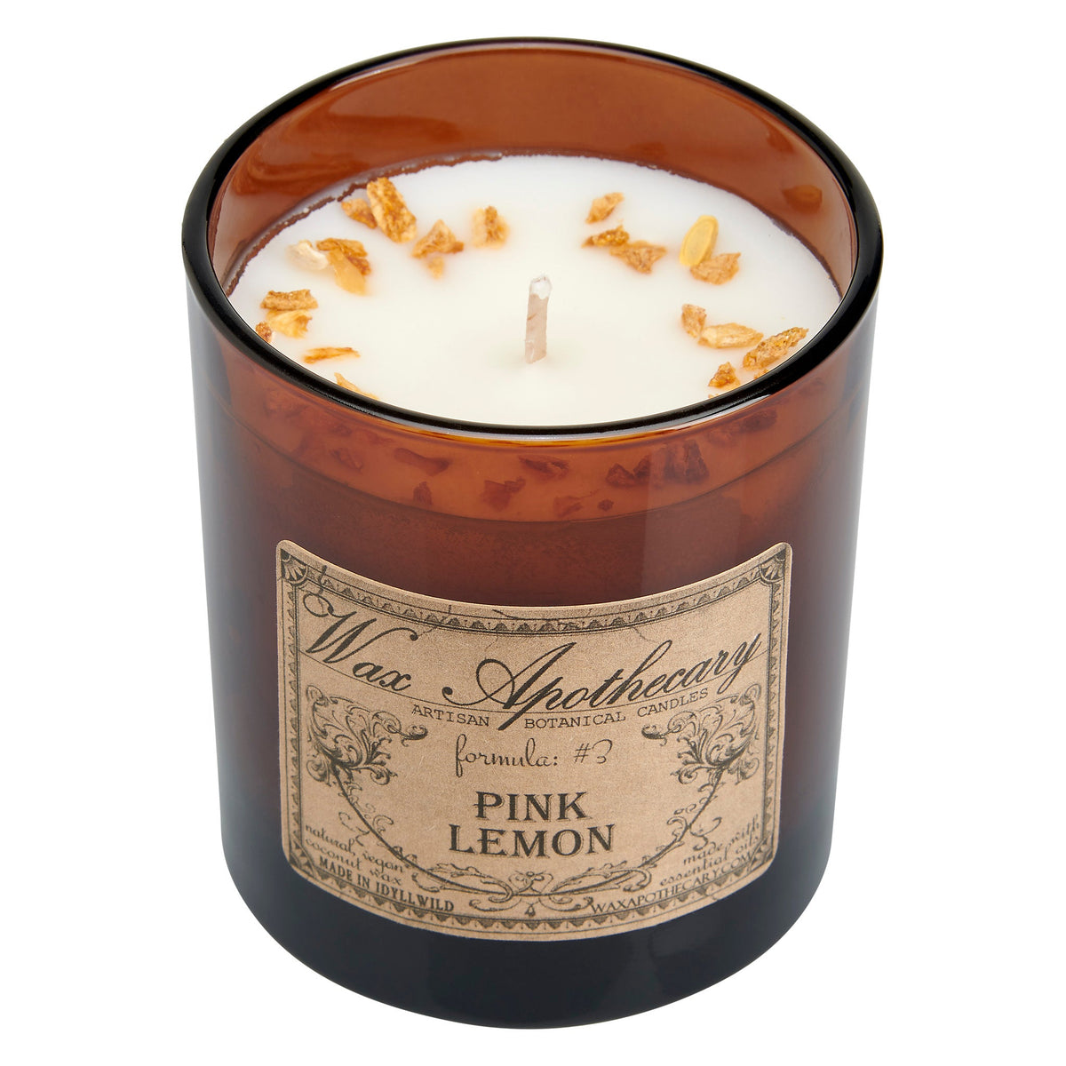 Pink Lemon Artisan Amber Glass Candle