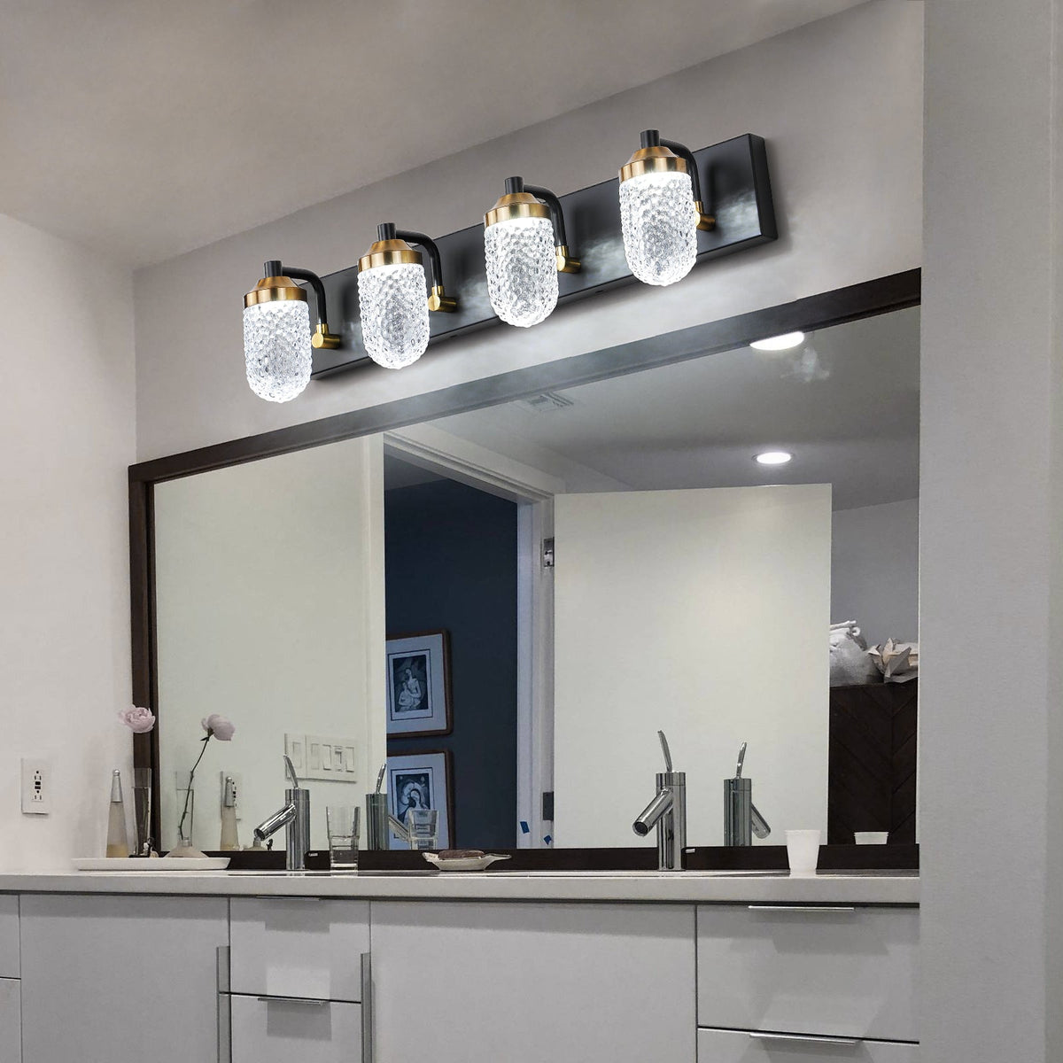 Matte Black Vanity Light with Crisp Glass