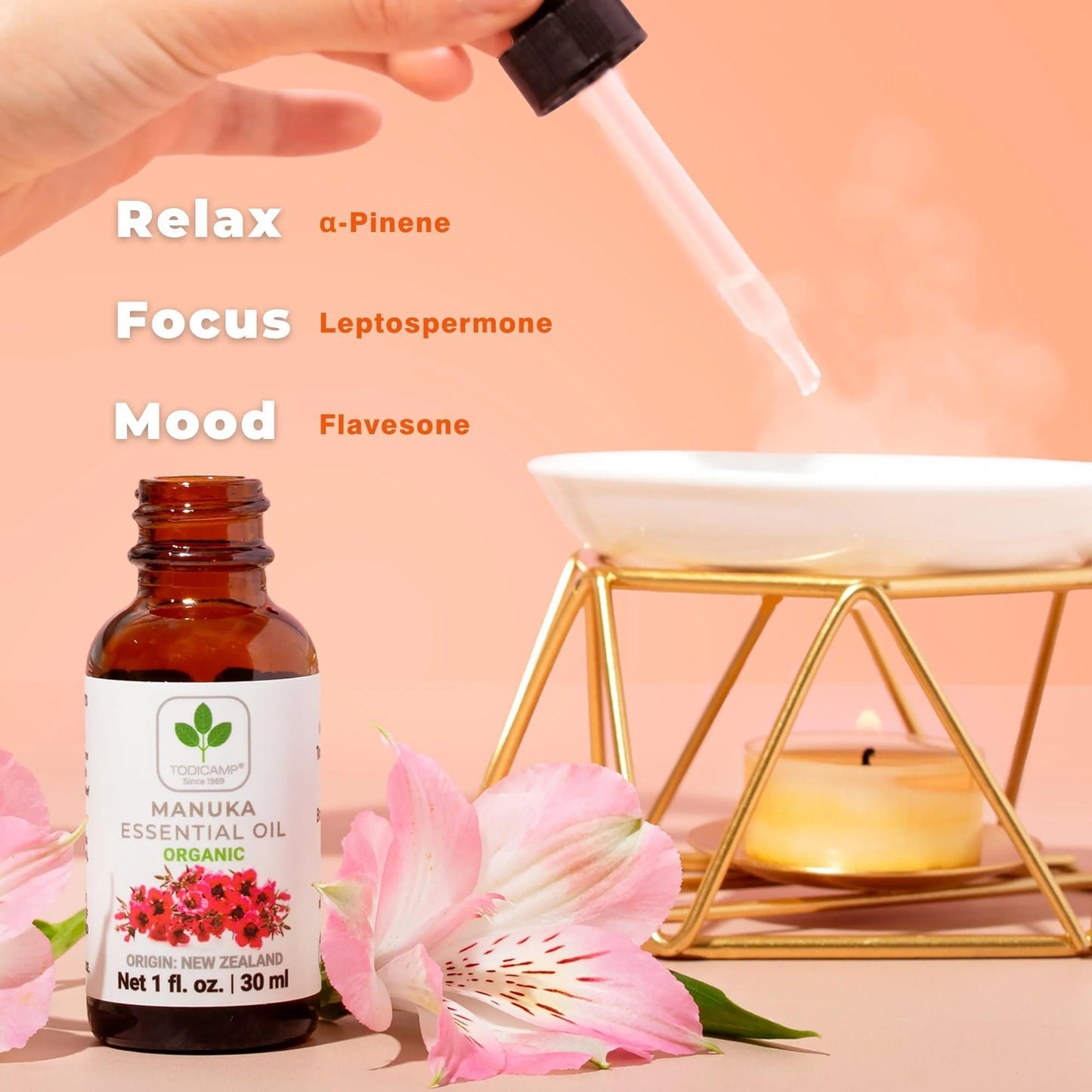 100% Pure Manuka Oil from New Zealand Therapeutic Grade Essential Oil for Wound Care Skin Soothing Nail & Scalp Health Organic Undiluted Cold Pressed Manuka for Face Hair & Body