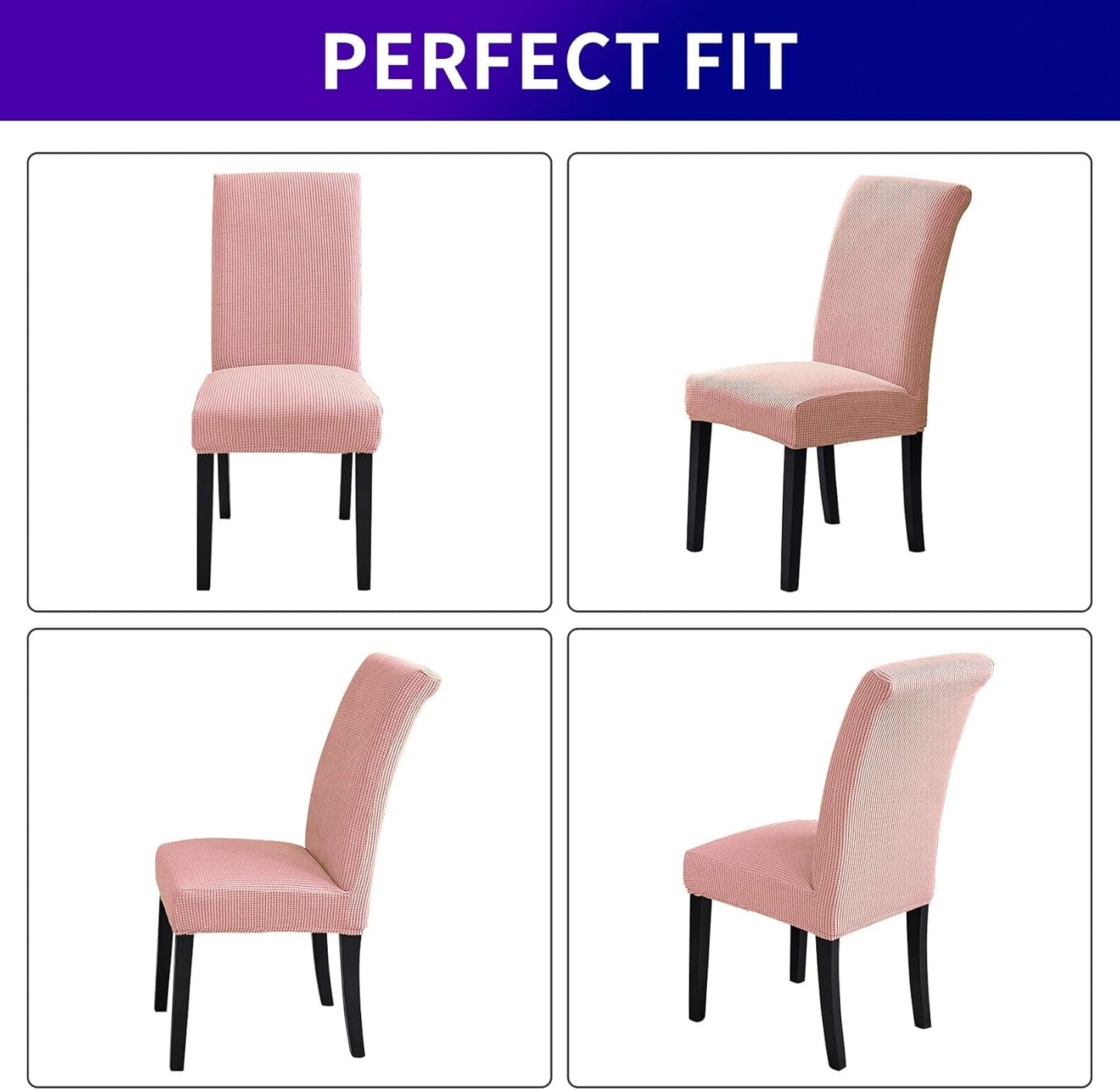 Stretch Chair Covers for Dining Room Set of 4, Removable Washable Dining Room Chair Covers, Dining Chair Slipcovers Seat Protector, Great for Home Decor and Banquet (Dusty Pink, 4 Pack)