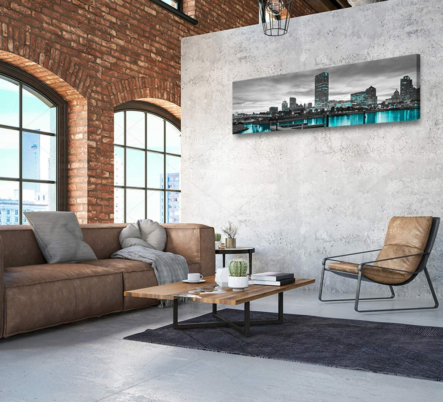 Milwaukee Cityscape Skyline Canvas Wall Art for Living Room Black and White W...
