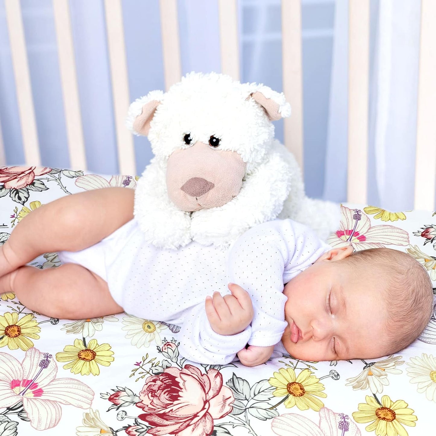 Crib Sheets for Girl Boy, Crib Sheet Fitted Fits for Standard Crib & Toddler Mattresses, Ultra Soft Breathable Baby Crib Sheets Neutral 52'' X 28'' Inch Boho Crib Sheet, Daisy Floral