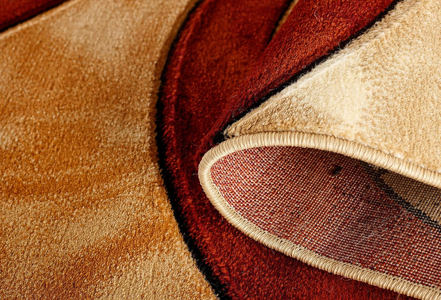 Area Rug Modern 8X10 Dark Red Circles Geometry Soft Hand Carved Contemporary Floor Carpet Fluffy Texture for Indoor Living Dining Room and Bedroom Area