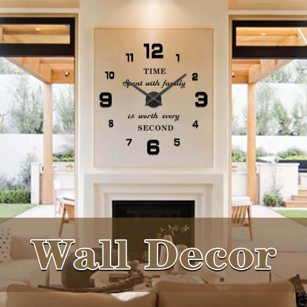 Wall Clock Big Wall Clocks for Living Room Decor, Decorative Wall Clocks Battery Operated (Black Wall Decor)