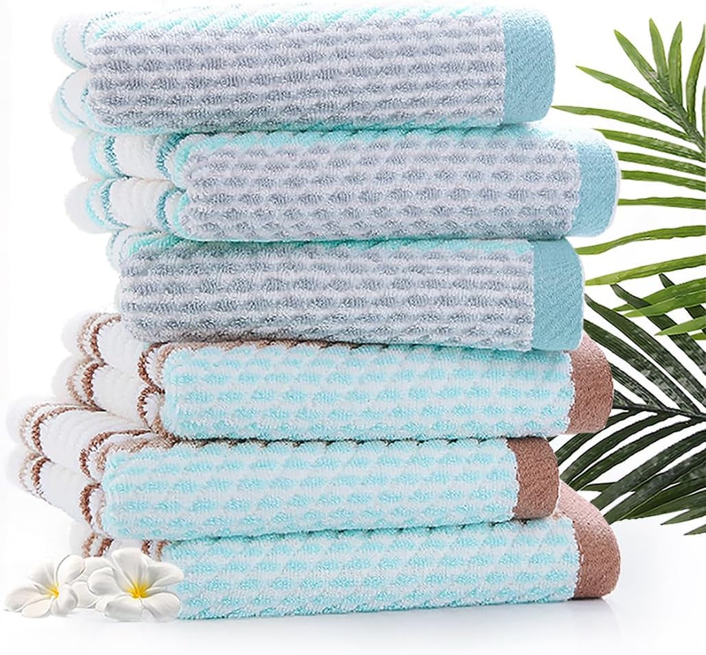 Hand Towels Set of 4 Striped Pattern 100% Cotton Soft Absorbent Decorative Towel for Bathroom (Green)