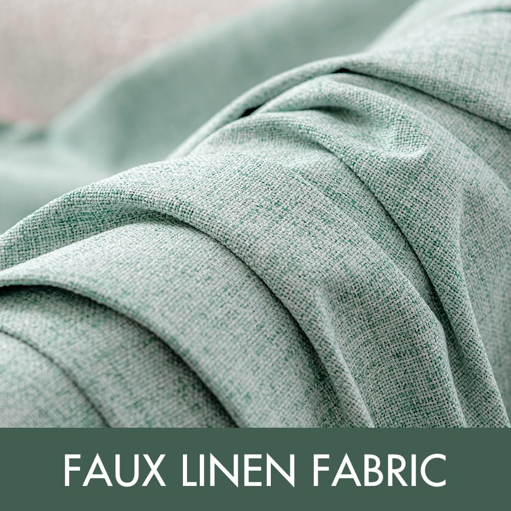 Linen Texture 90 Inches Curtains for Bedroom 100% Blackout Thermal Insulated Seafoam Green Curtains Grommet Room Darkening Drapes for Living Room Nursery 52X90 Inch (2 Panels)