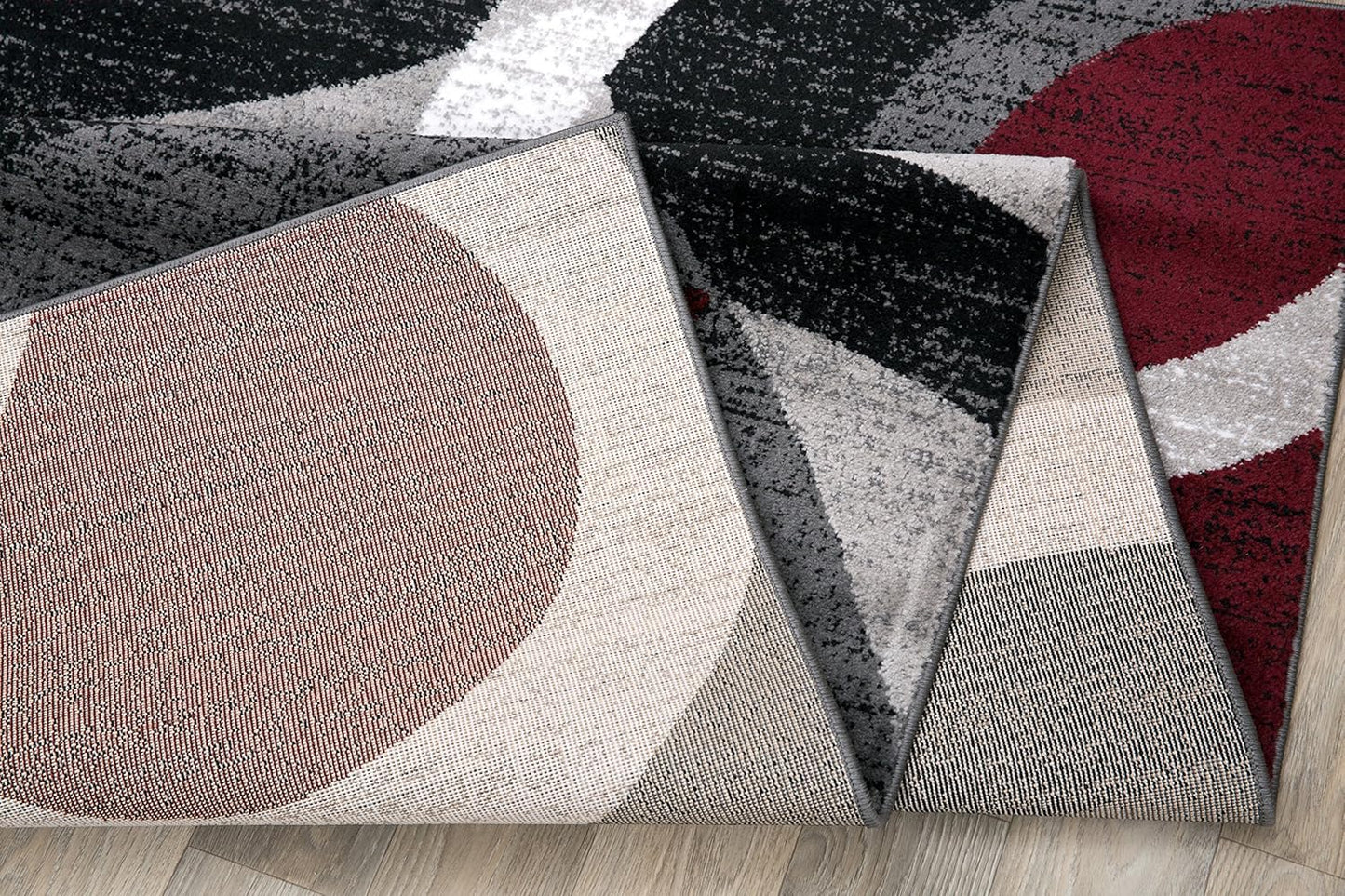 Contemporary Abstract Circles Perfect for High Traffic Areas of Your Living Room,Bedroom,Home Office,Kitchen Area Rug 5'3" X 7'3" Red